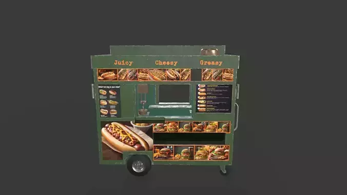 Food Cart Low-poly 3D model 5