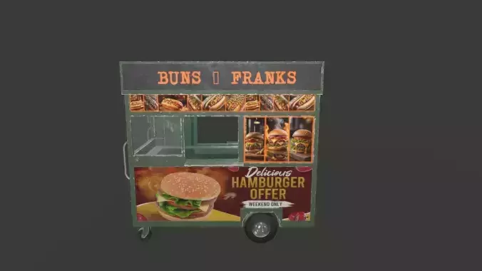 Food Cart Low-poly 3D model 2