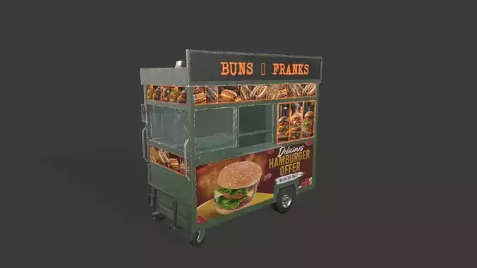 Food Cart Low-poly 3D model 3