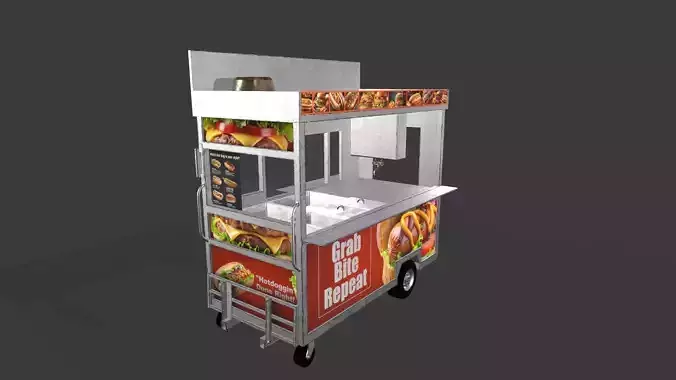 Food Cart 01 Low-poly 3D model 4