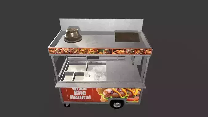 Food Cart 01 Low-poly 3D model 6