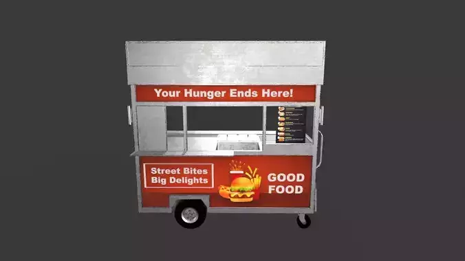 Food Cart 01 Low-poly 3D model 5