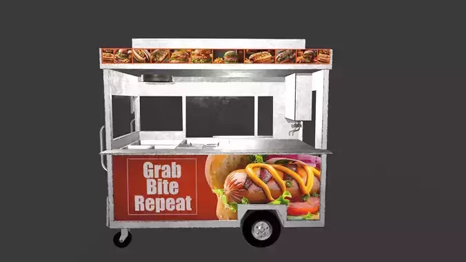 Food Cart 01 Low-poly 3D model 2