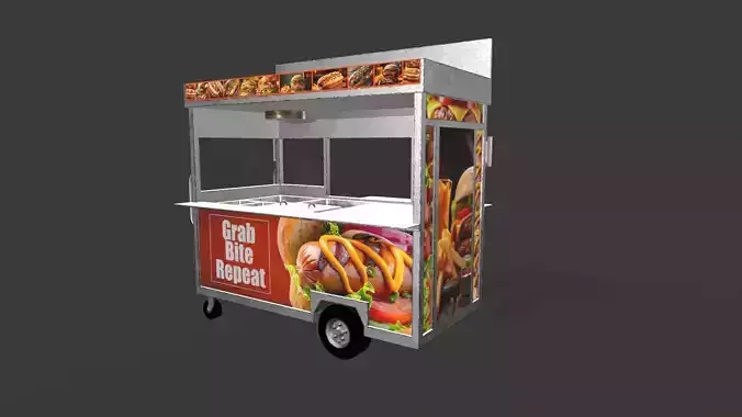 Food Cart 01 Low-poly 3D model 3
