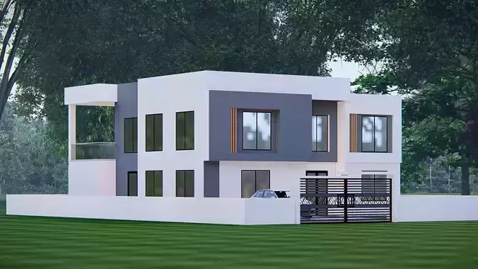 Modern House 3D Model  Contemporary Luxury Home Exterior Design