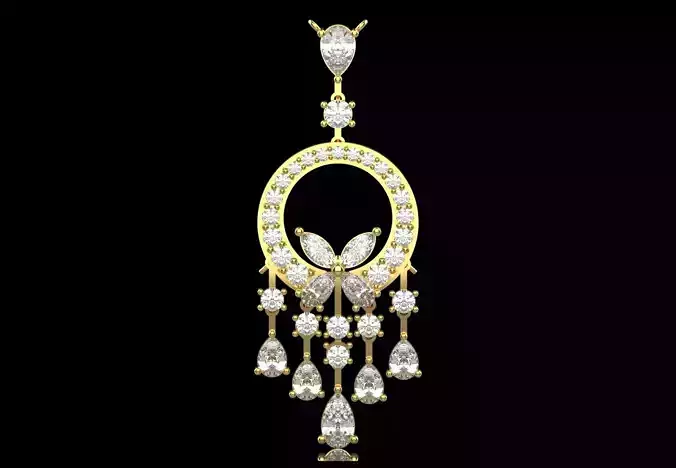 Stl 3dm Pendant A Dance of Diamonds and Yellow Gold jp0318