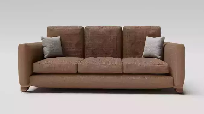 Modern 3D Brown Fabric Sofa with Cushions