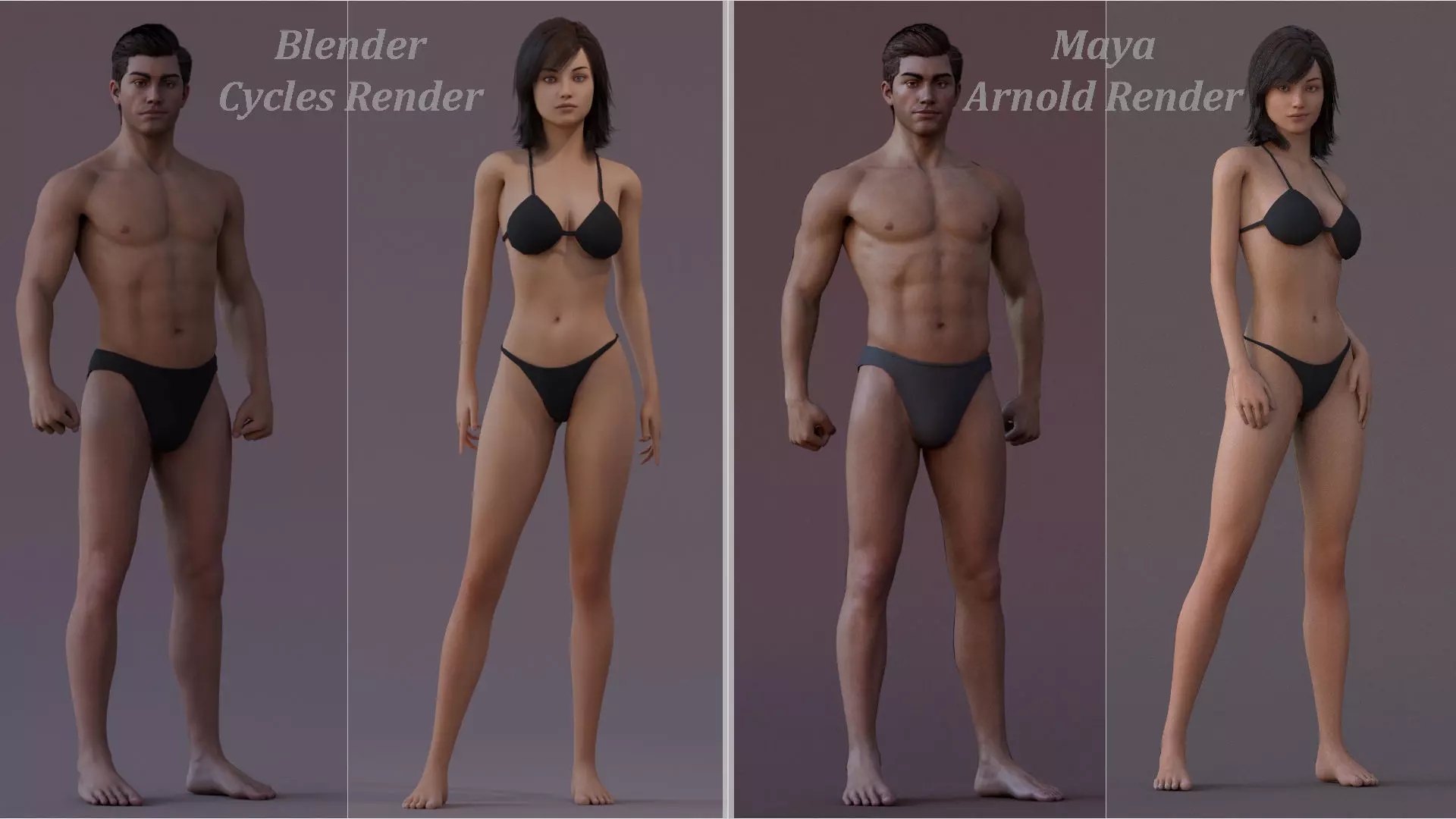 Male Female Base Character rig Low-poly 3D model_15