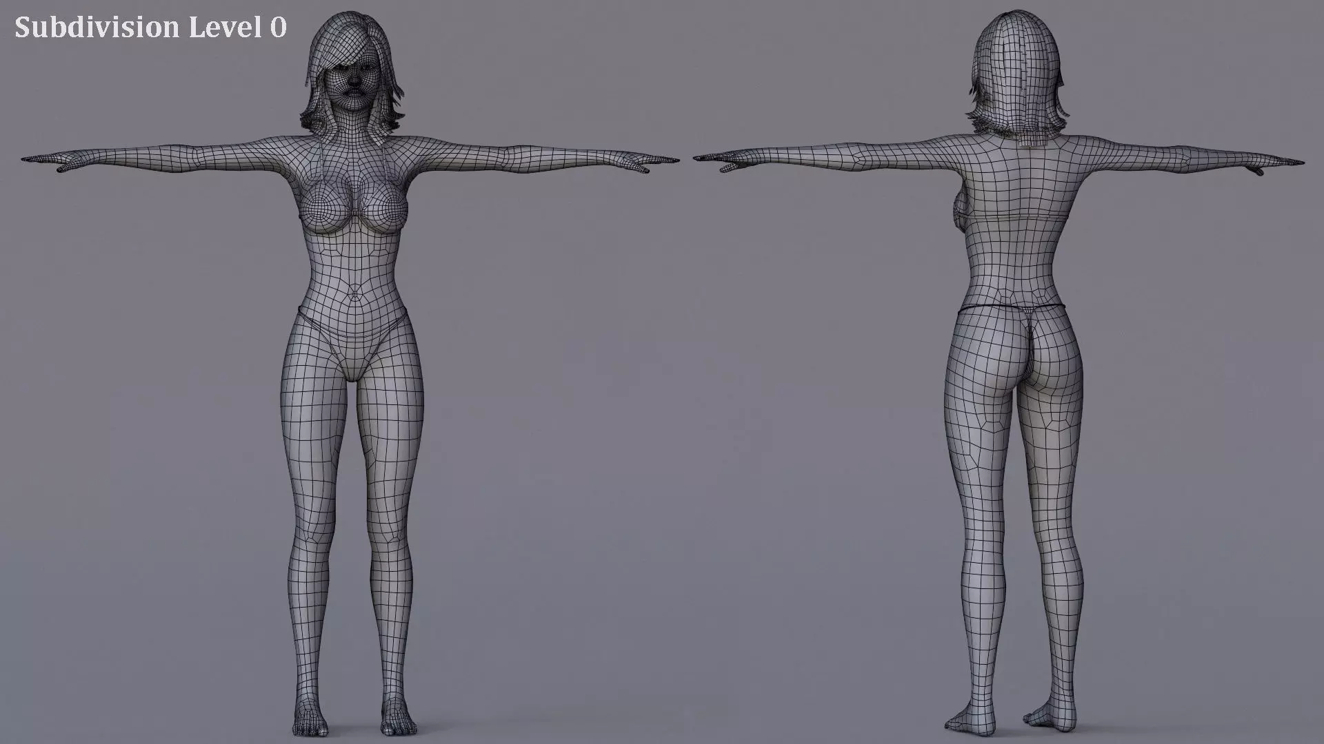 Male Female Base Character rig Low-poly 3D model_38