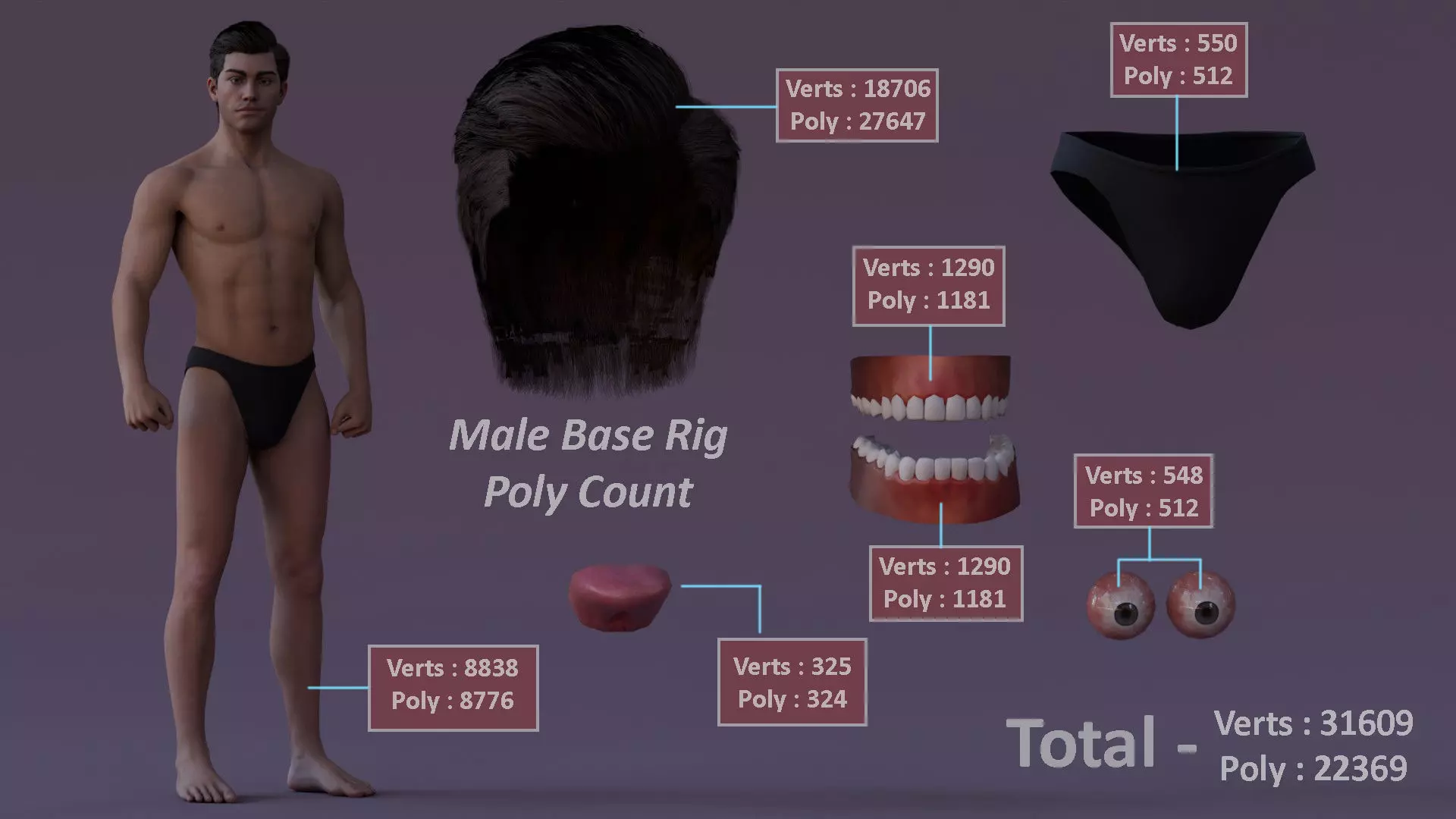 Male Female Base Character rig Low-poly 3D model_22