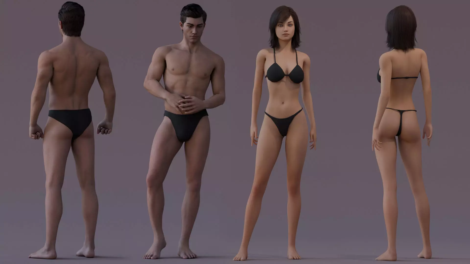 Male Female Base Character rig Low-poly 3D model_11