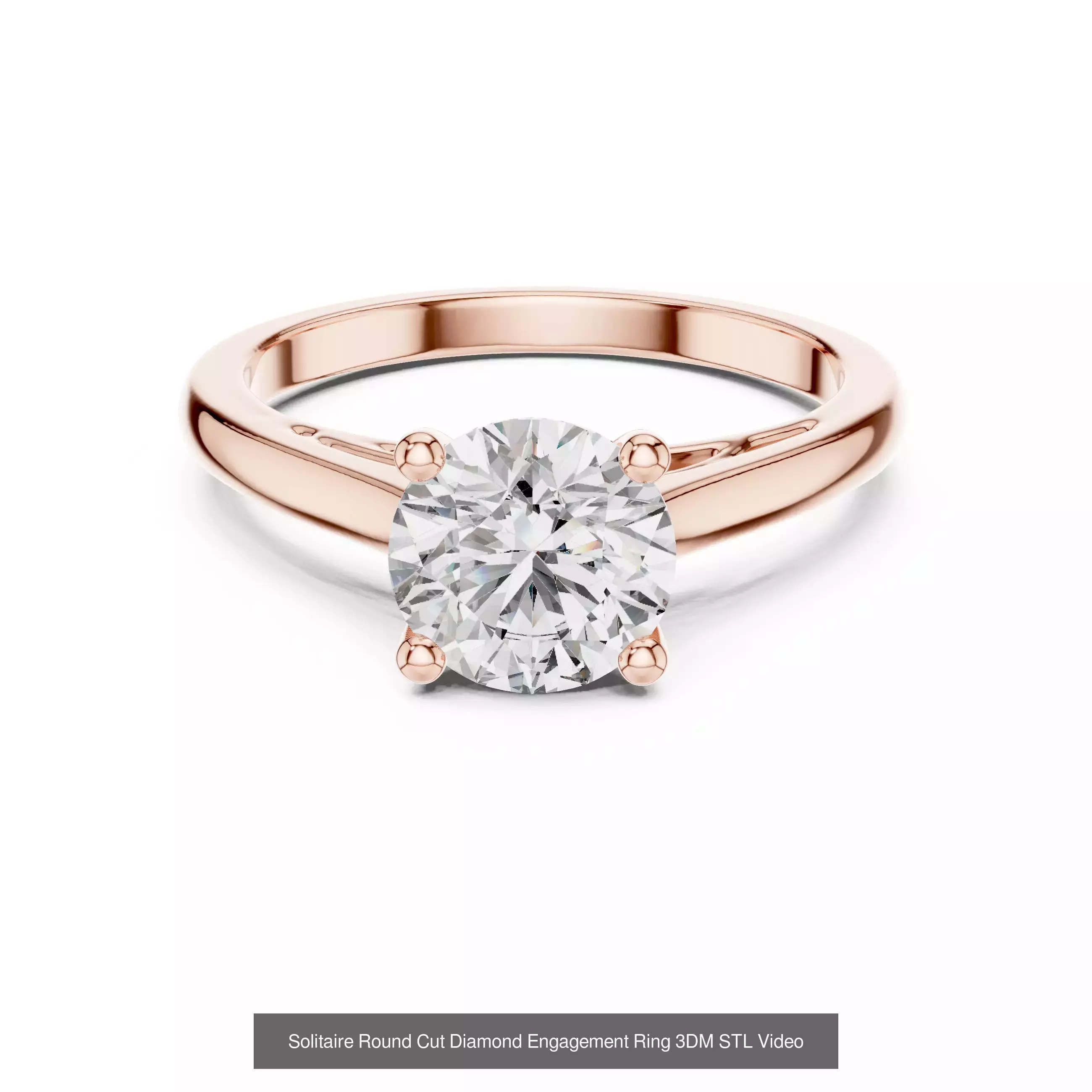 411 Round Cut Diamond Rings 3DM STL FBX OBJ 3 Color Render Video 3D Model Collection_153