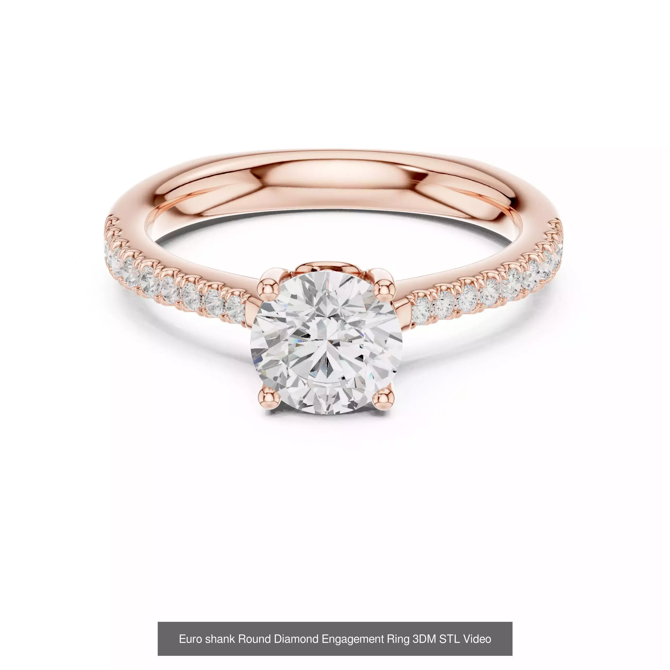 411 Round Cut Diamond Rings 3DM STL FBX OBJ 3 Color Render Video 3D Model Collection_233