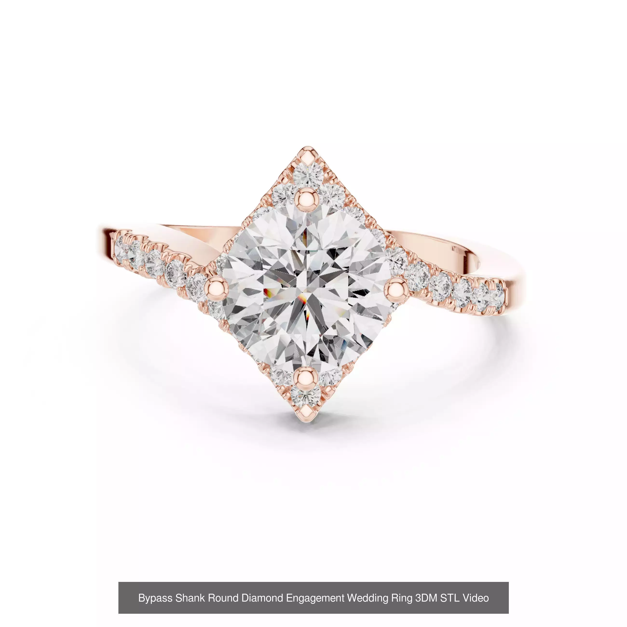 411 Round Cut Diamond Rings 3DM STL FBX OBJ 3 Color Render Video 3D Model Collection_151