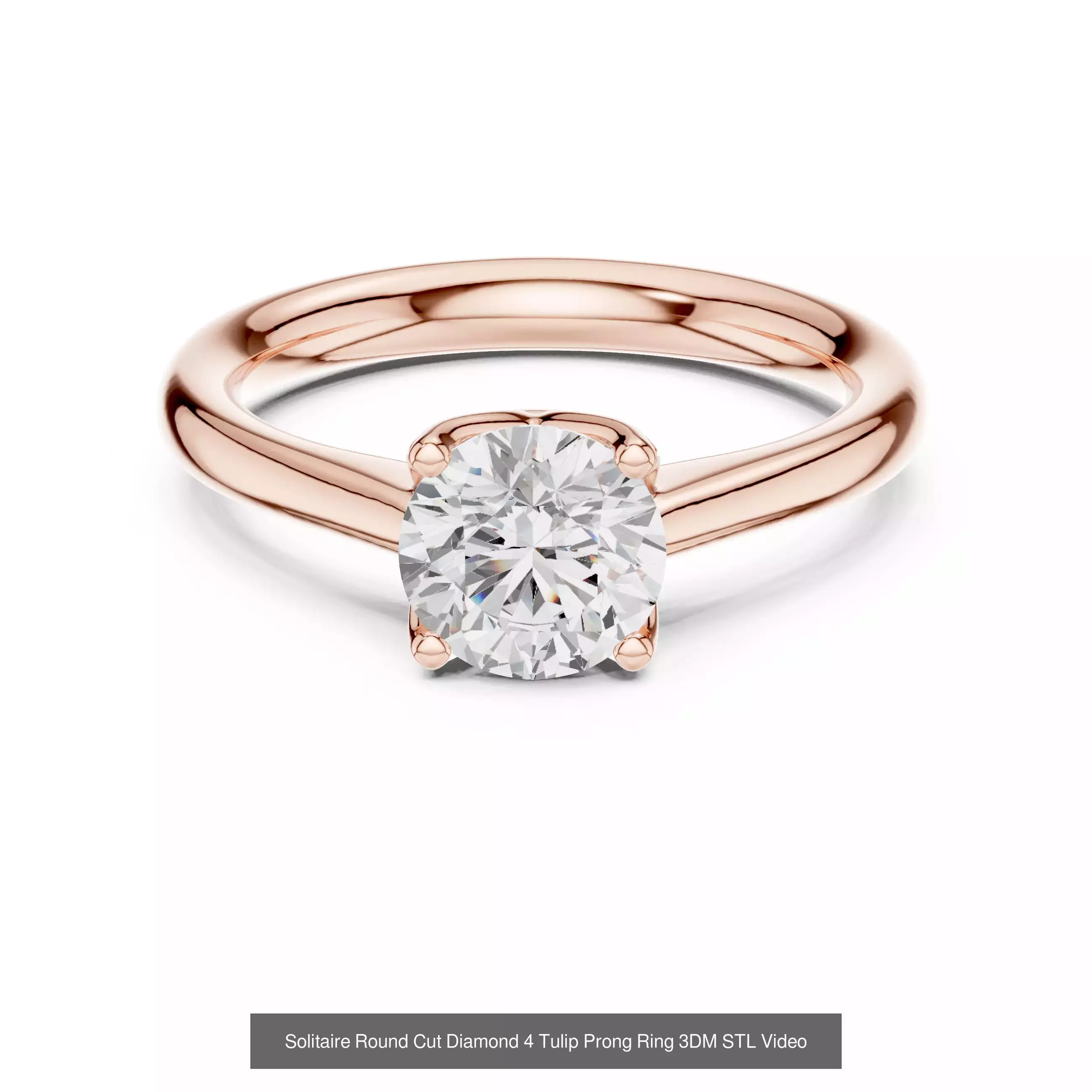 411 Round Cut Diamond Rings 3DM STL FBX OBJ 3 Color Render Video 3D Model Collection_188