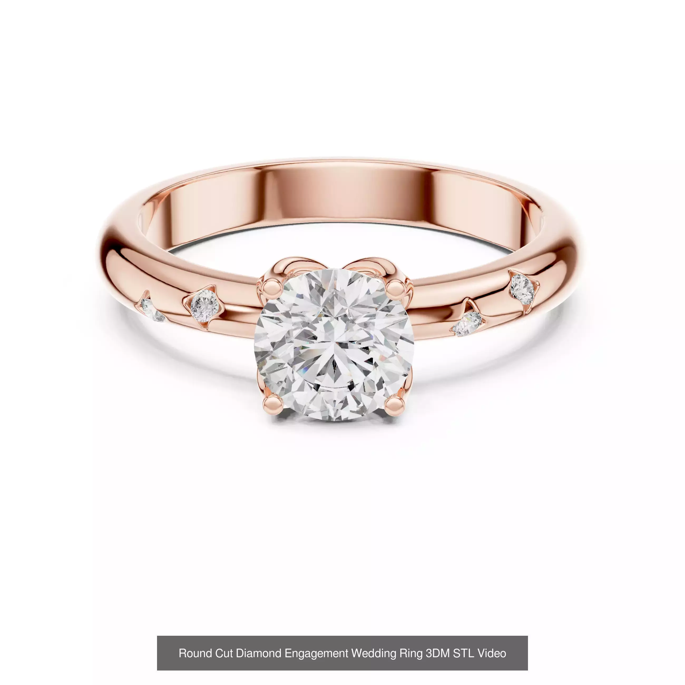 411 Round Cut Diamond Rings 3DM STL FBX OBJ 3 Color Render Video 3D Model Collection_55