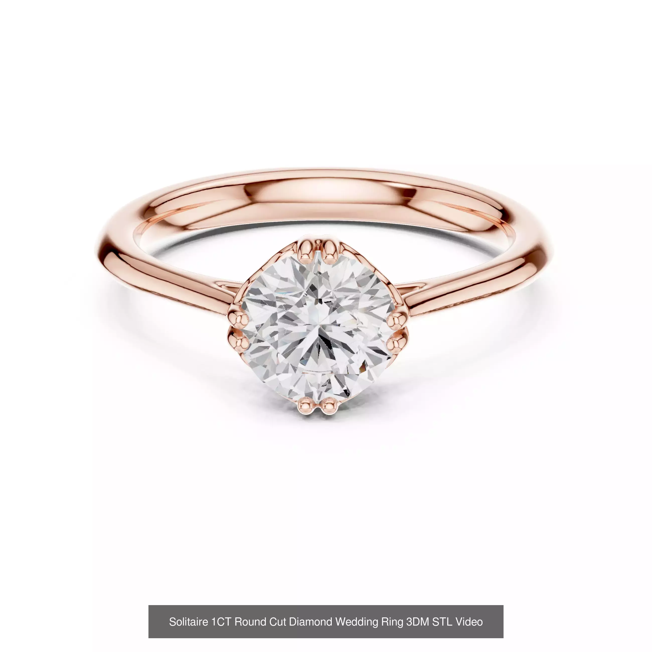 411 Round Cut Diamond Rings 3DM STL FBX OBJ 3 Color Render Video 3D Model Collection_177