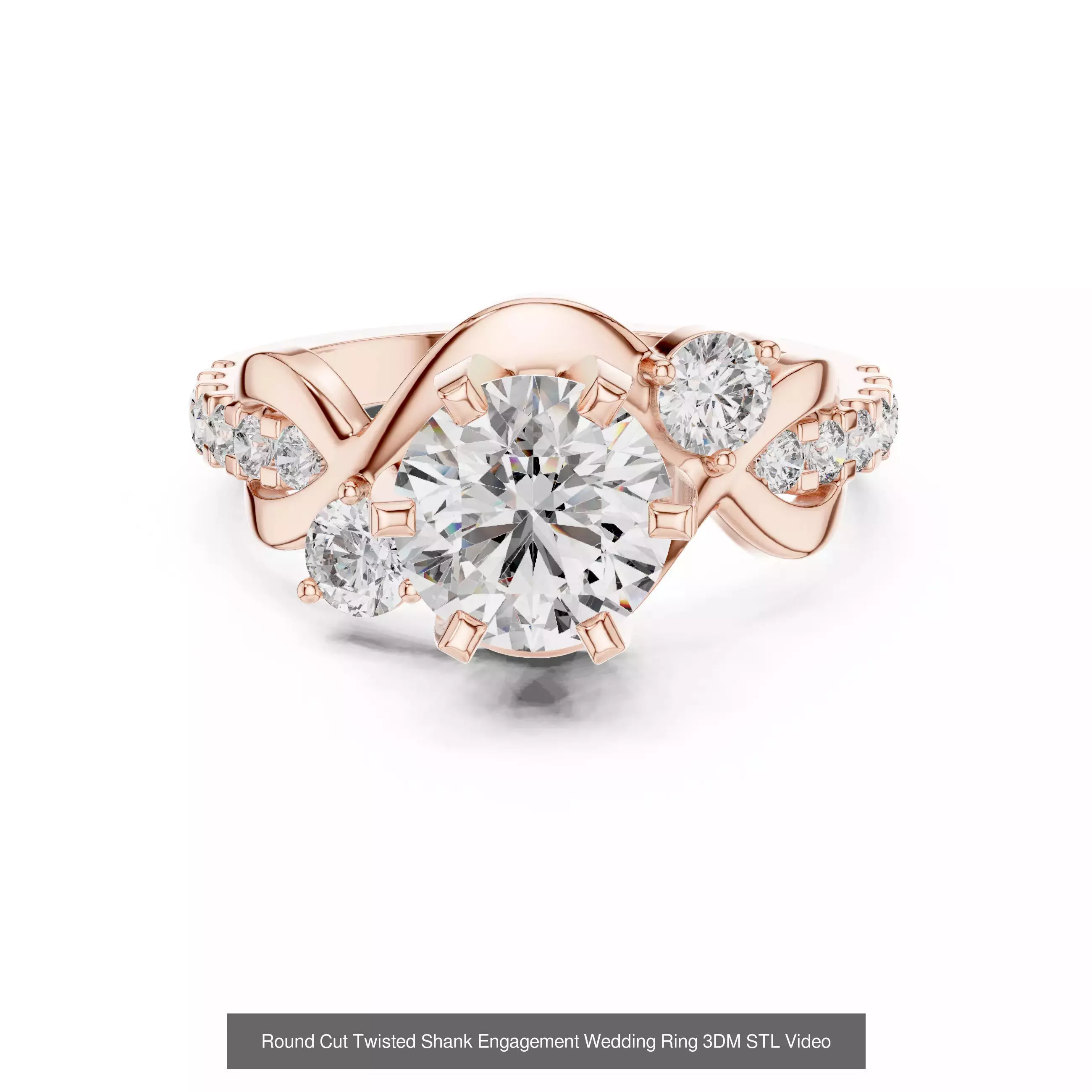 411 Round Cut Diamond Rings 3DM STL FBX OBJ 3 Color Render Video 3D Model Collection_158