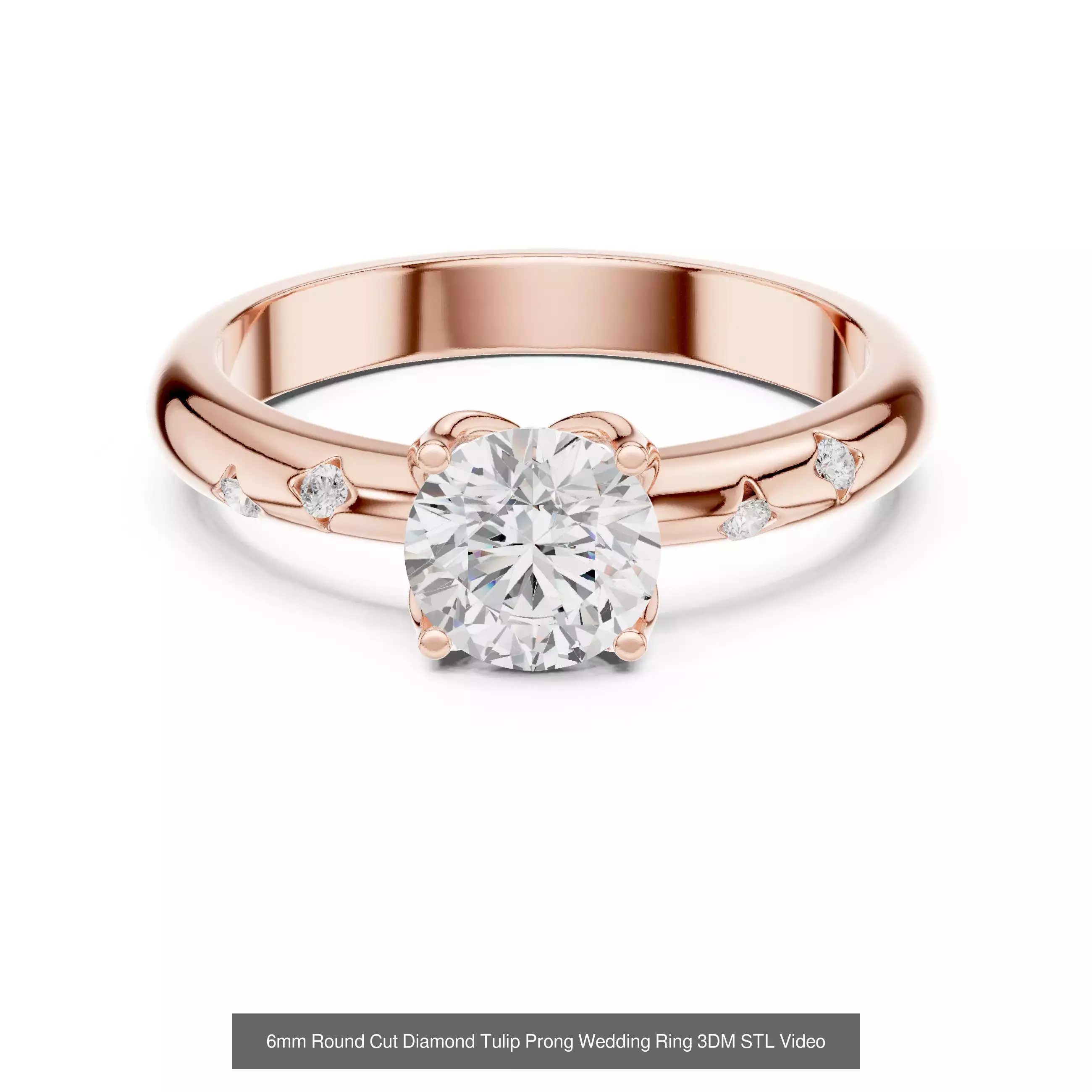 411 Round Cut Diamond Rings 3DM STL FBX OBJ 3 Color Render Video 3D Model Collection_97