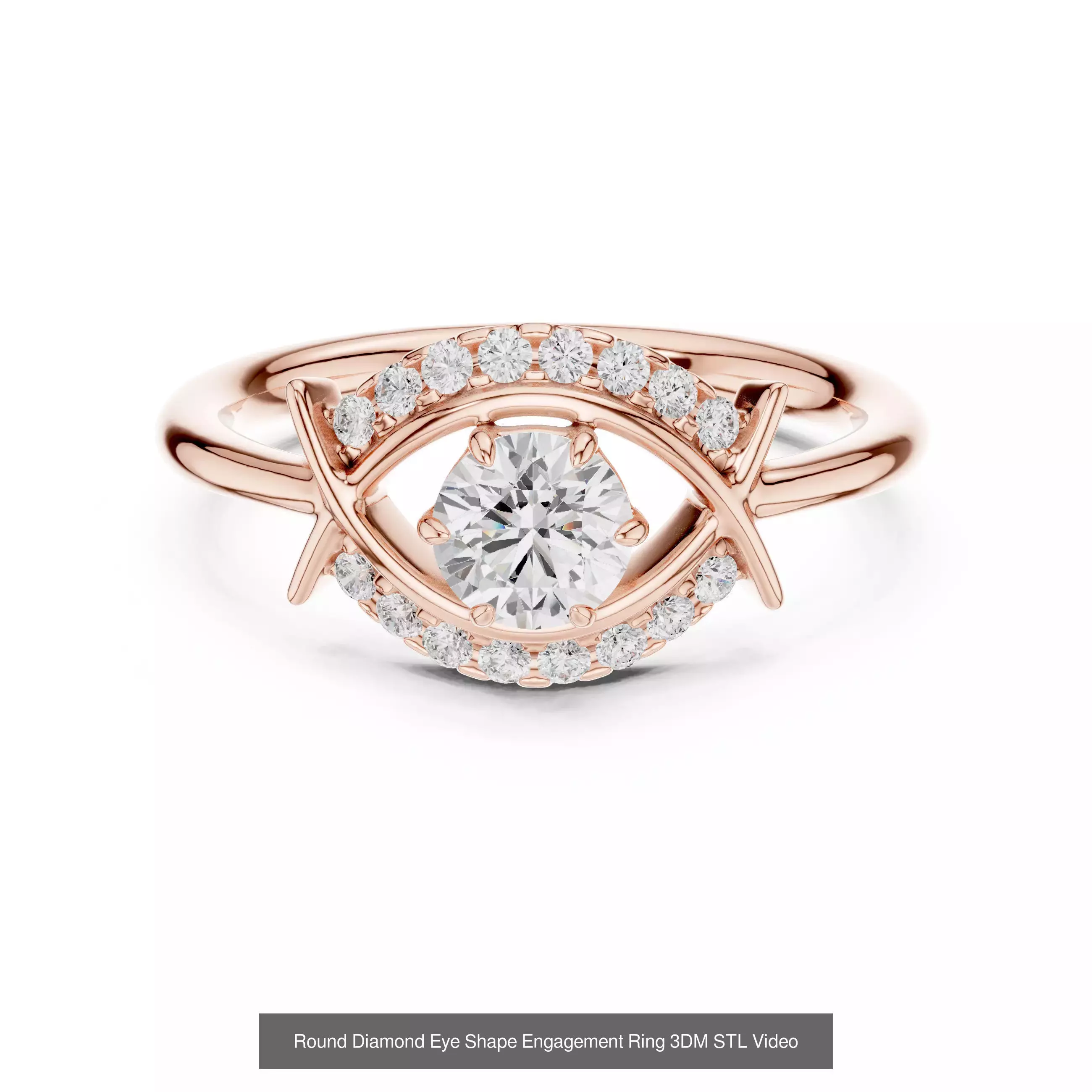 411 Round Cut Diamond Rings 3DM STL FBX OBJ 3 Color Render Video 3D Model Collection_203