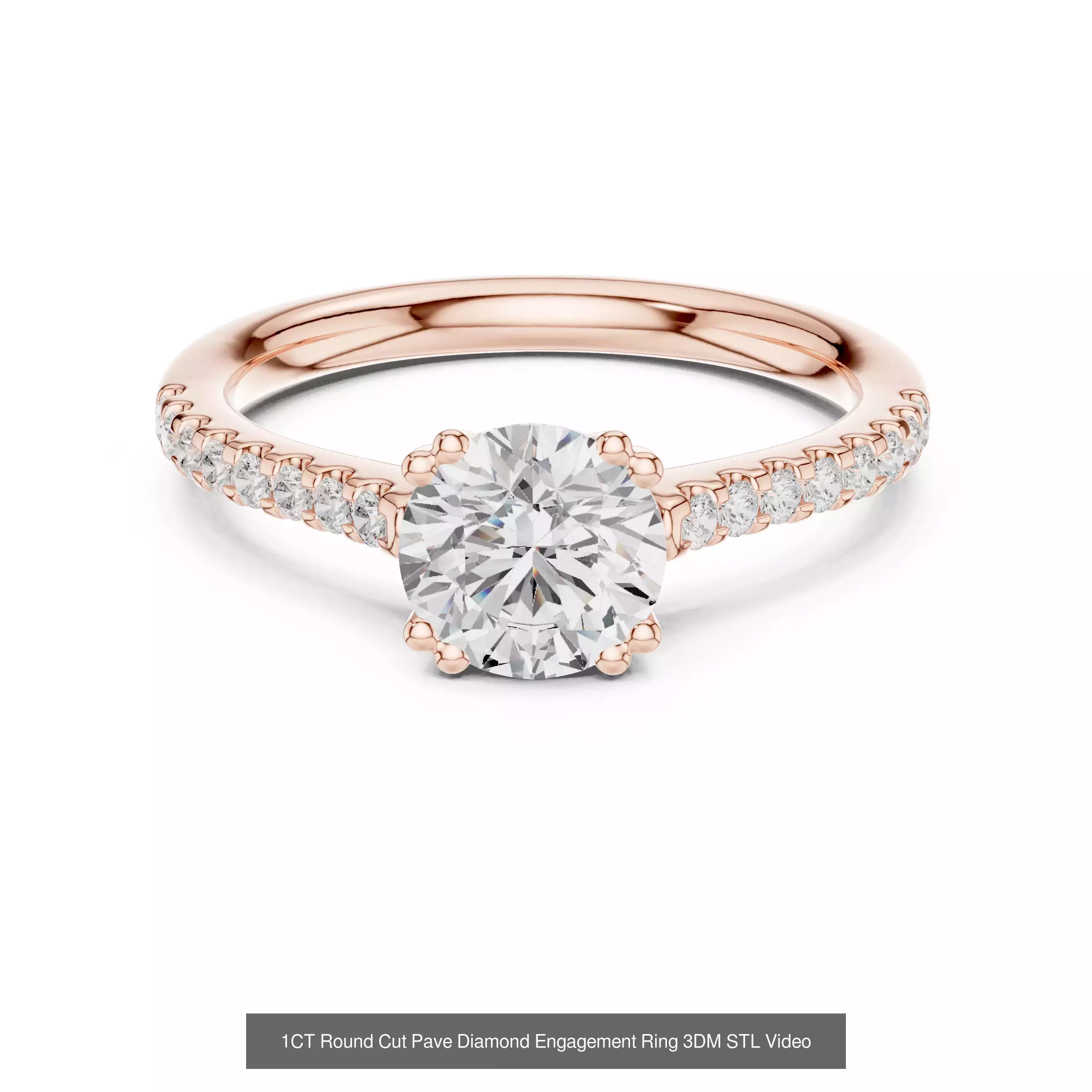 411 Round Cut Diamond Rings 3DM STL FBX OBJ 3 Color Render Video 3D Model Collection_222