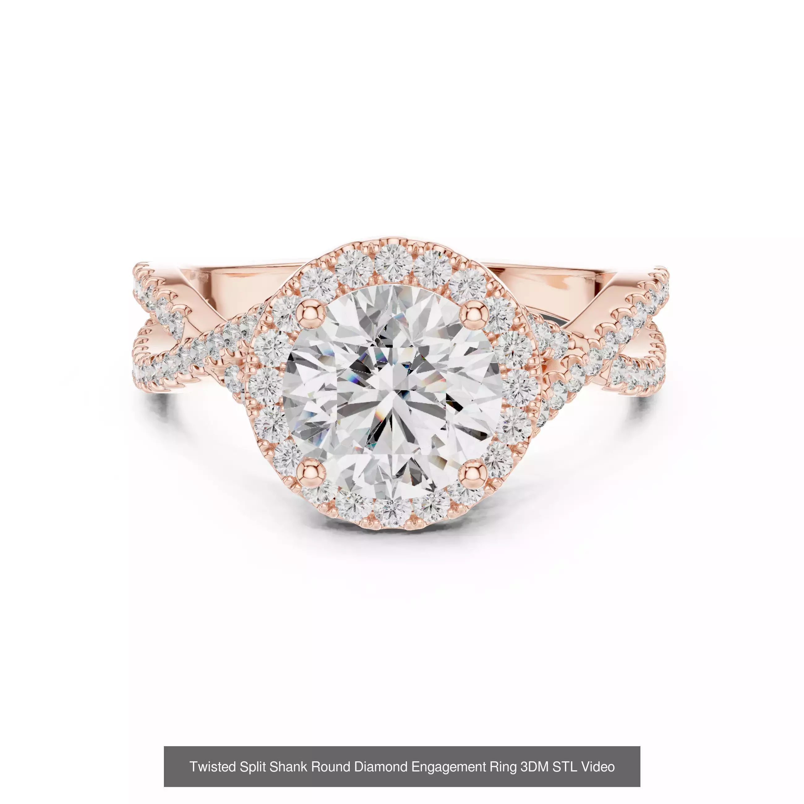 411 Round Cut Diamond Rings 3DM STL FBX OBJ 3 Color Render Video 3D Model Collection_148