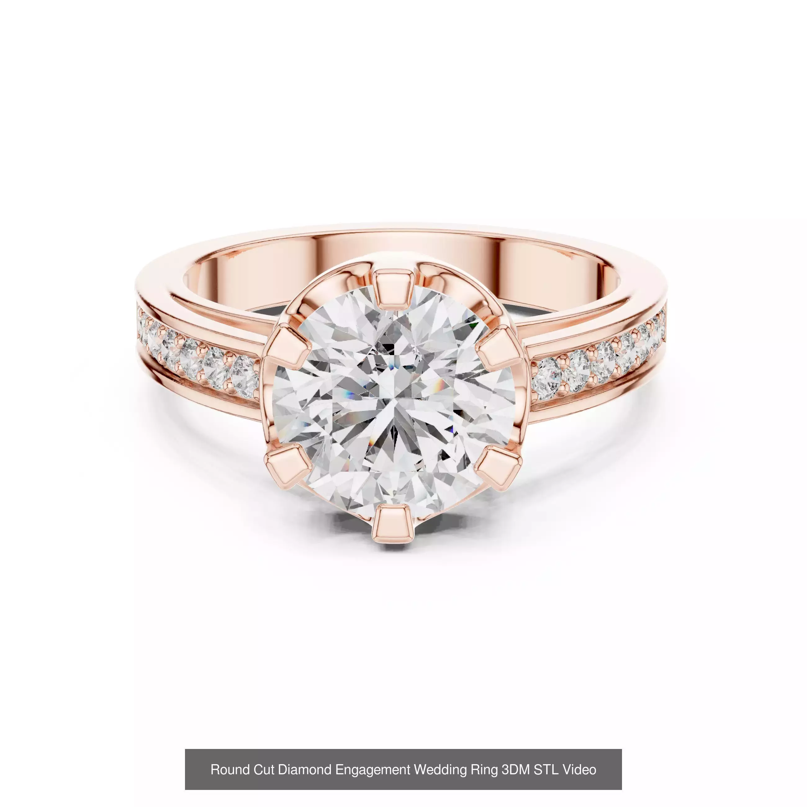 411 Round Cut Diamond Rings 3DM STL FBX OBJ 3 Color Render Video 3D Model Collection_113