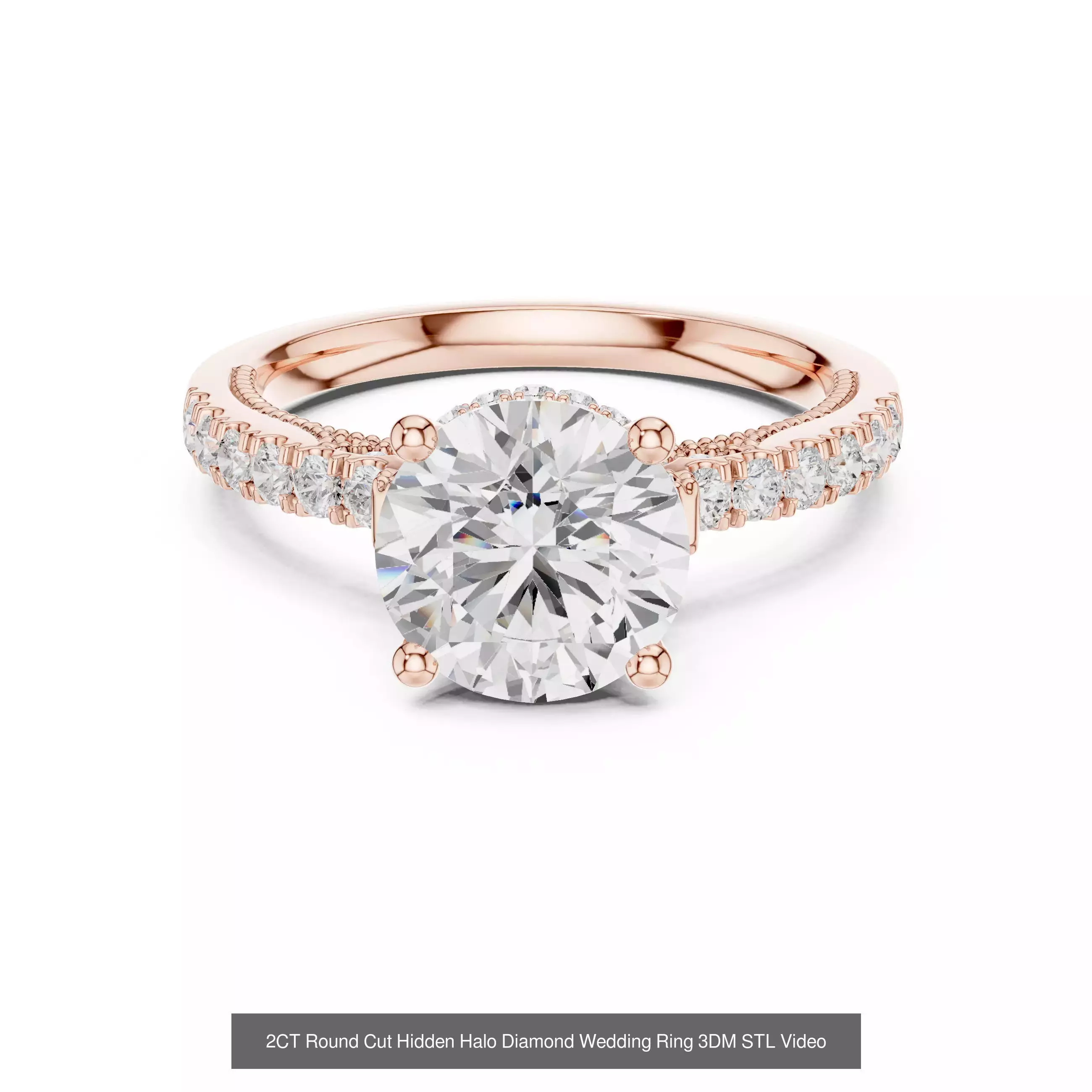 411 Round Cut Diamond Rings 3DM STL FBX OBJ 3 Color Render Video 3D Model Collection_119