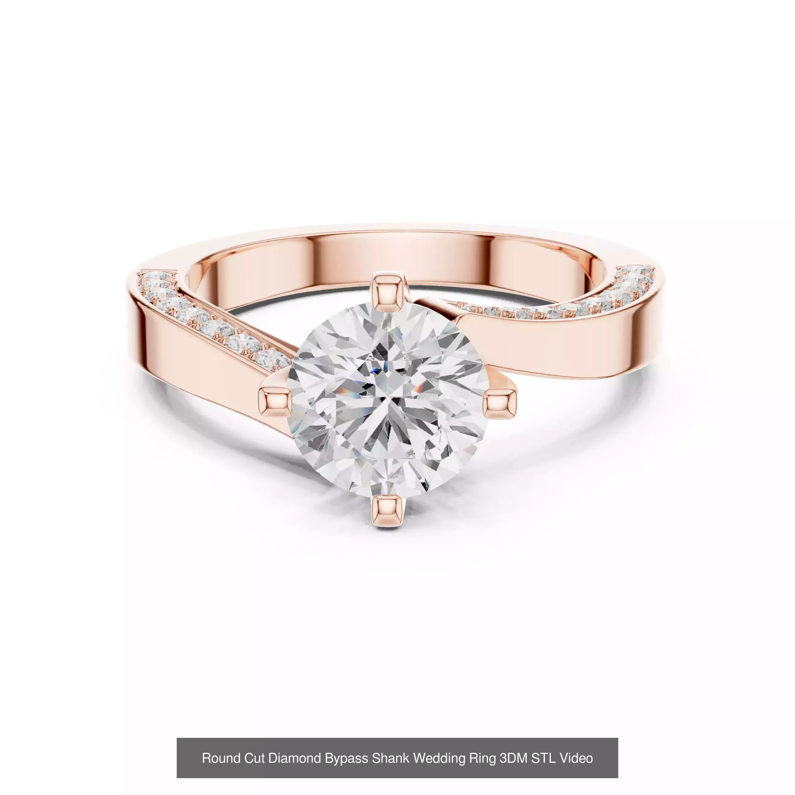 411 Round Cut Diamond Rings 3DM STL FBX OBJ 3 Color Render Video 3D Model Collection_98