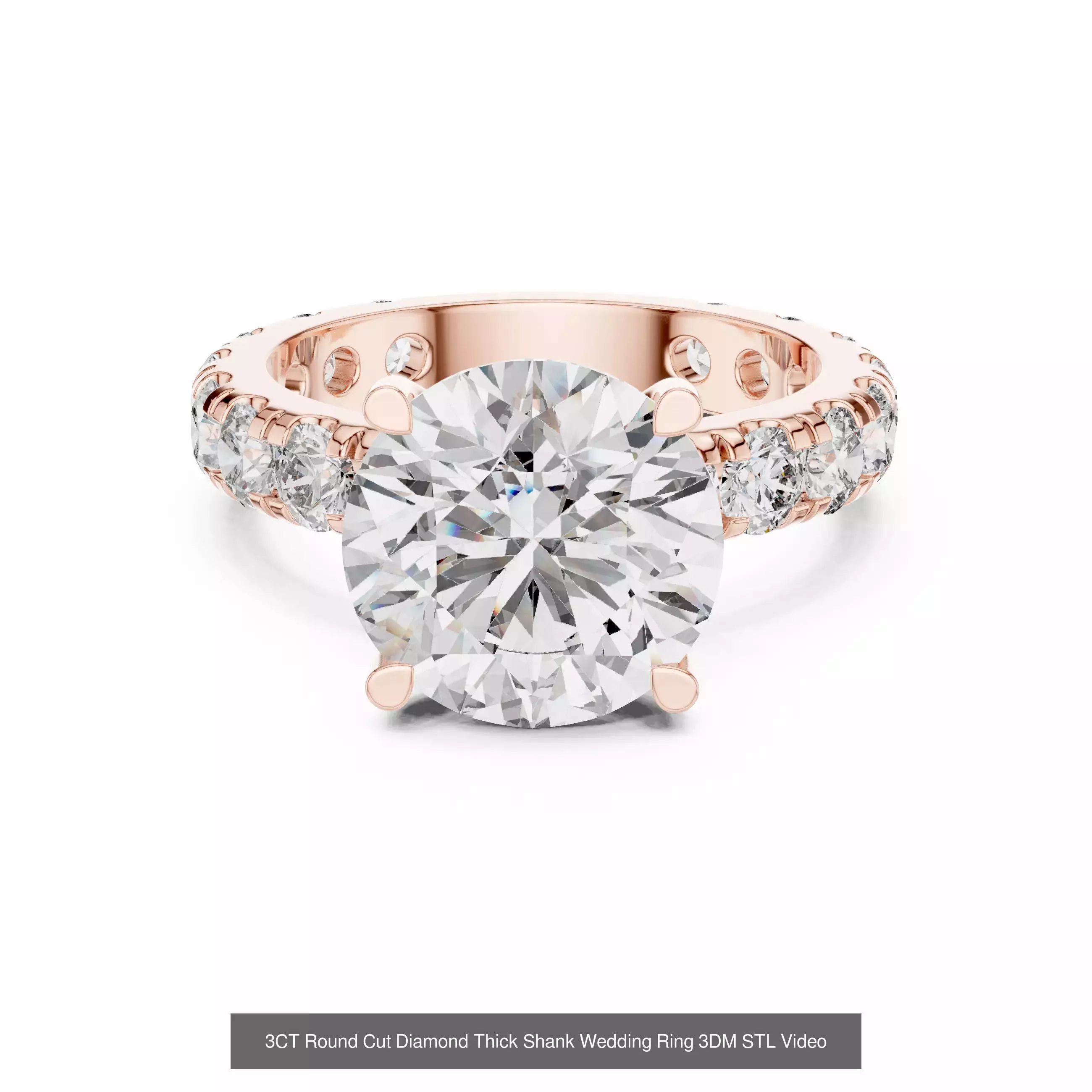 411 Round Cut Diamond Rings 3DM STL FBX OBJ 3 Color Render Video 3D Model Collection_162