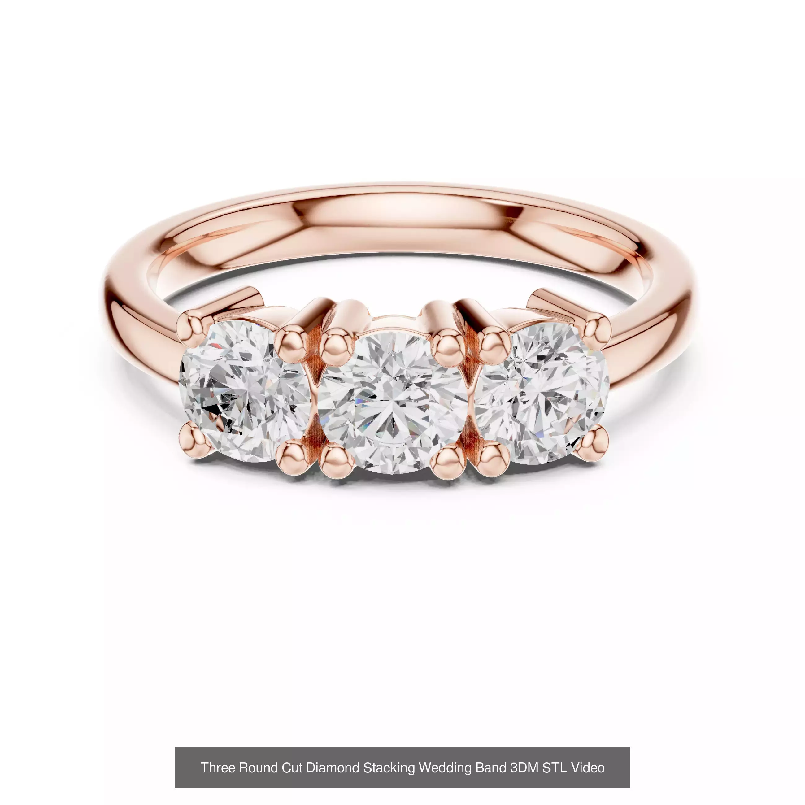 411 Round Cut Diamond Rings 3DM STL FBX OBJ 3 Color Render Video 3D Model Collection_204