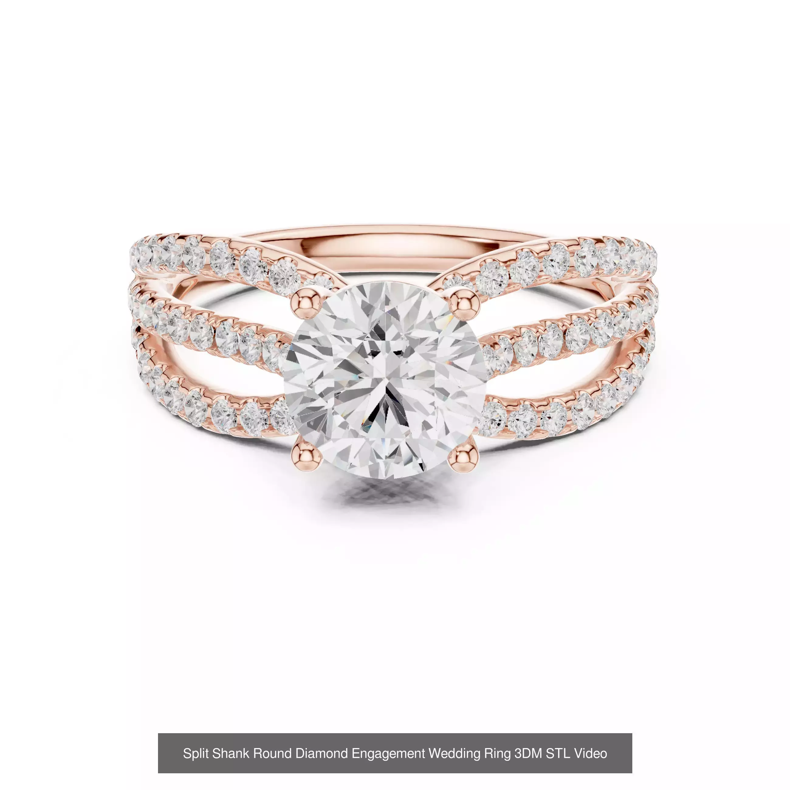 411 Round Cut Diamond Rings 3DM STL FBX OBJ 3 Color Render Video 3D Model Collection_86