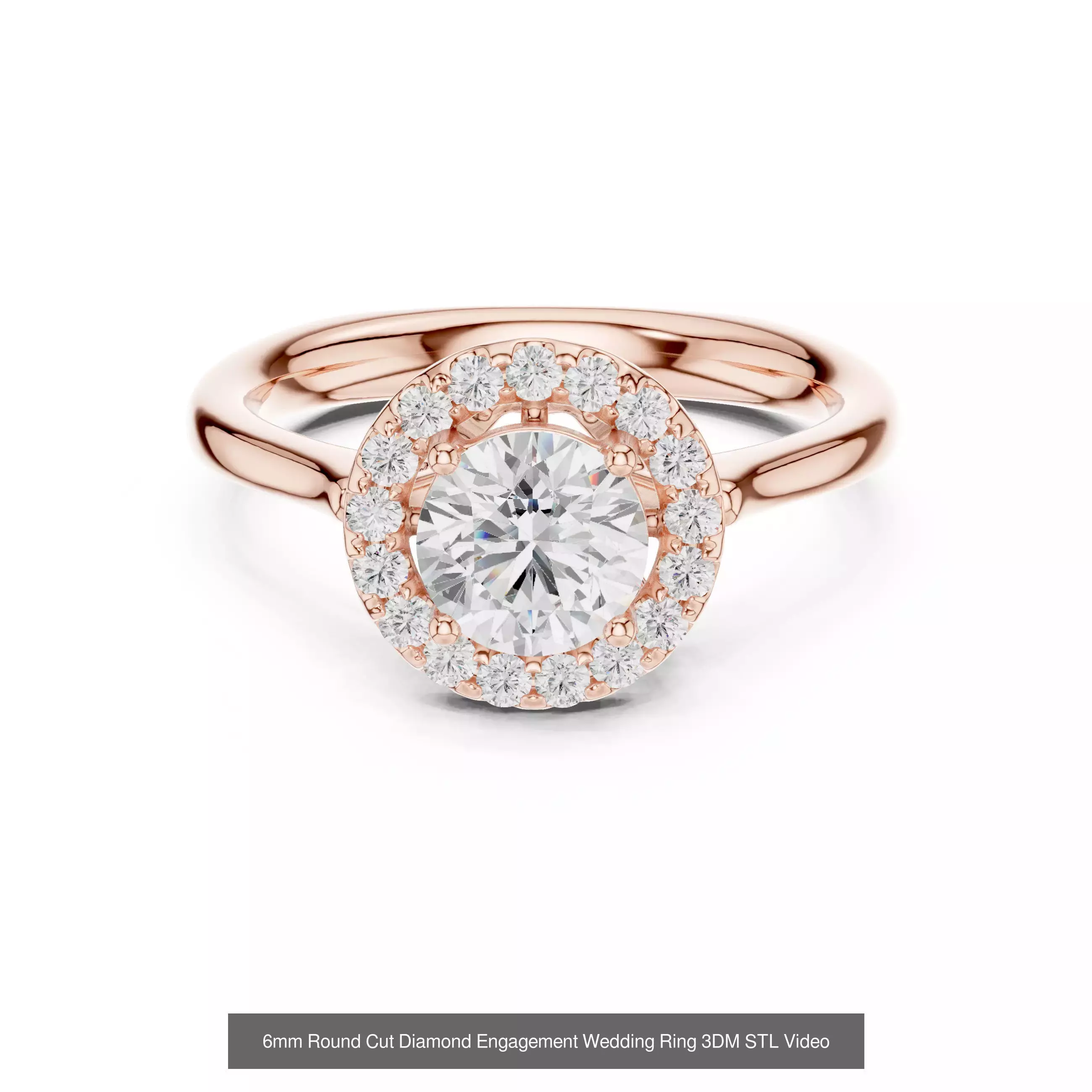 411 Round Cut Diamond Rings 3DM STL FBX OBJ 3 Color Render Video 3D Model Collection_234