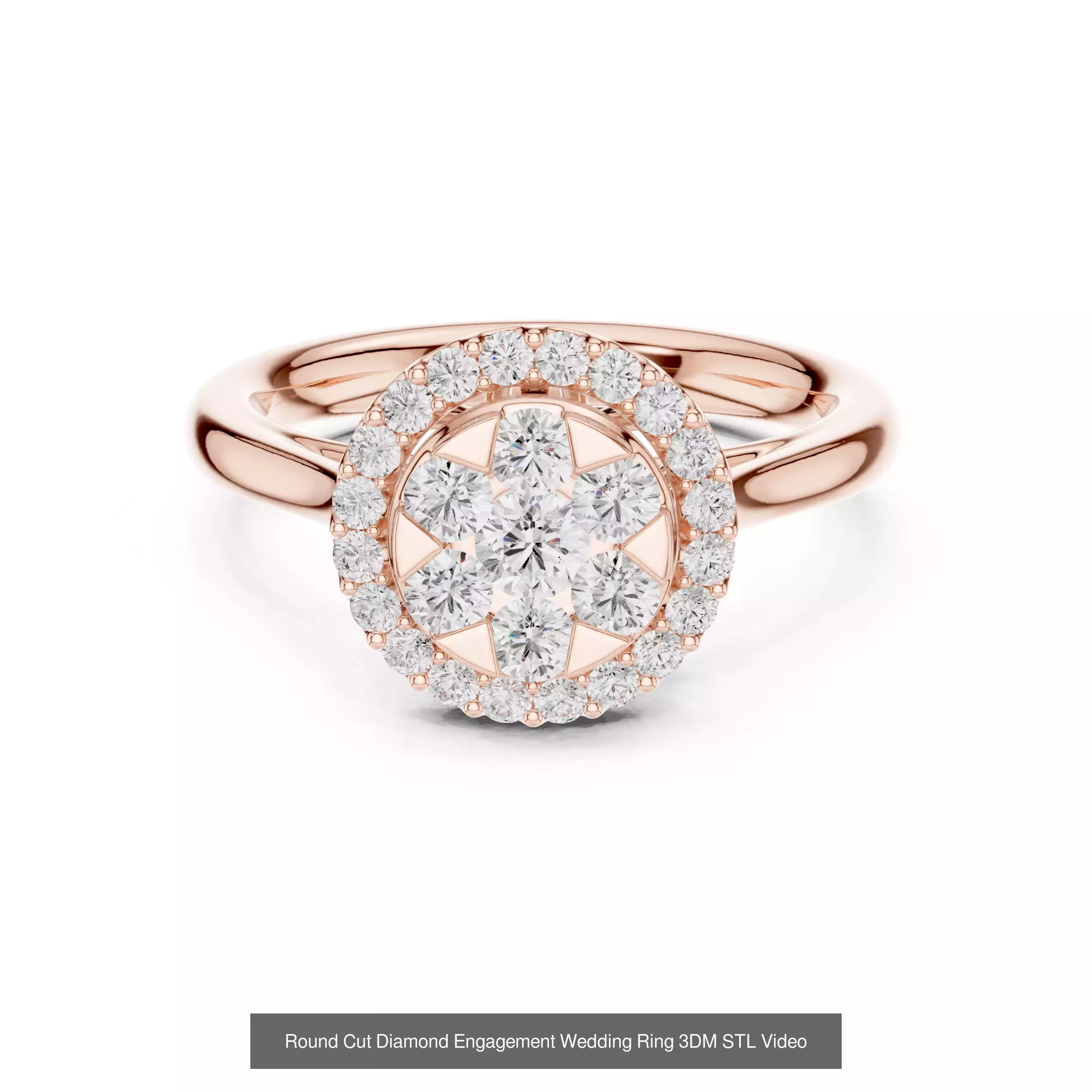 411 Round Cut Diamond Rings 3DM STL FBX OBJ 3 Color Render Video 3D Model Collection_194