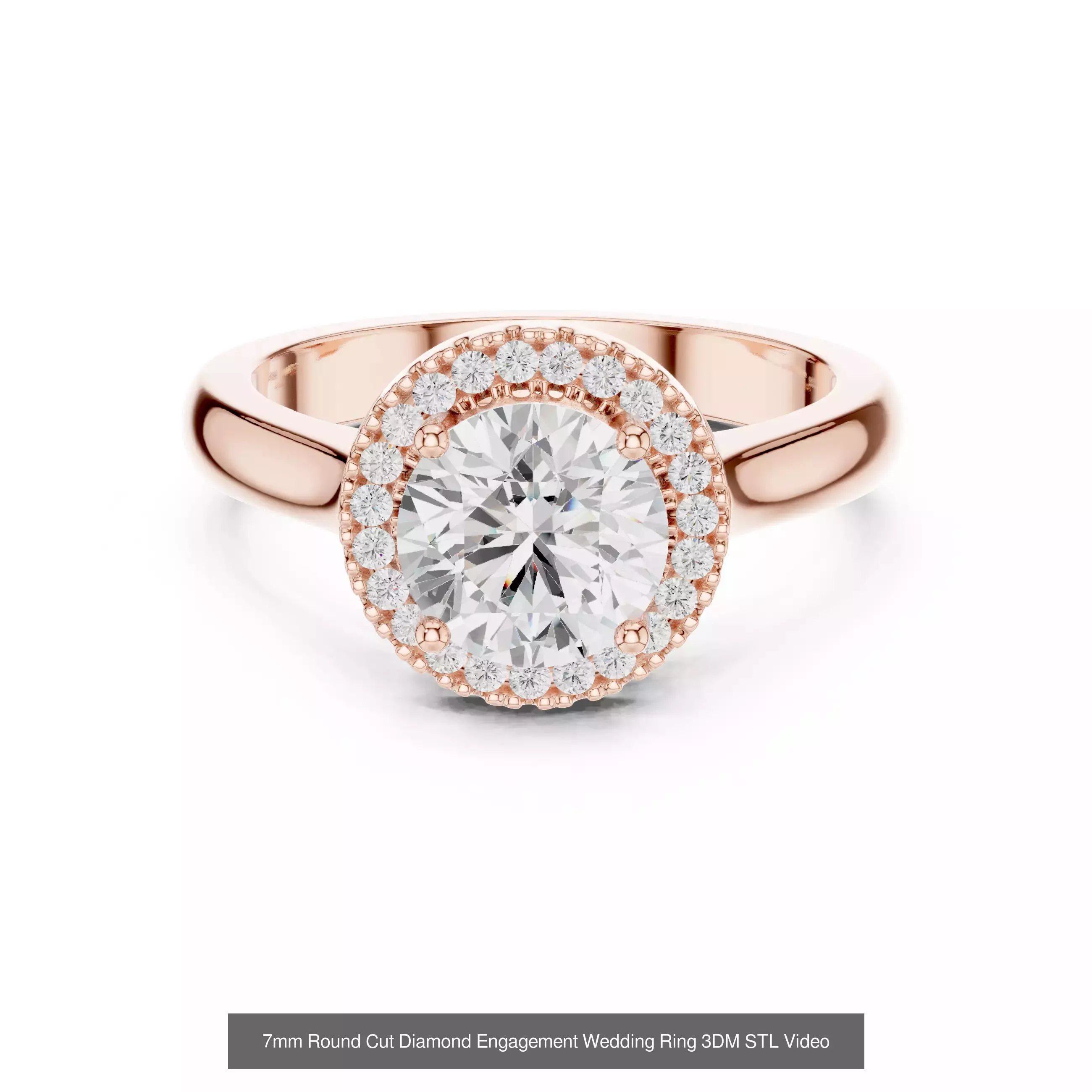 411 Round Cut Diamond Rings 3DM STL FBX OBJ 3 Color Render Video 3D Model Collection_142