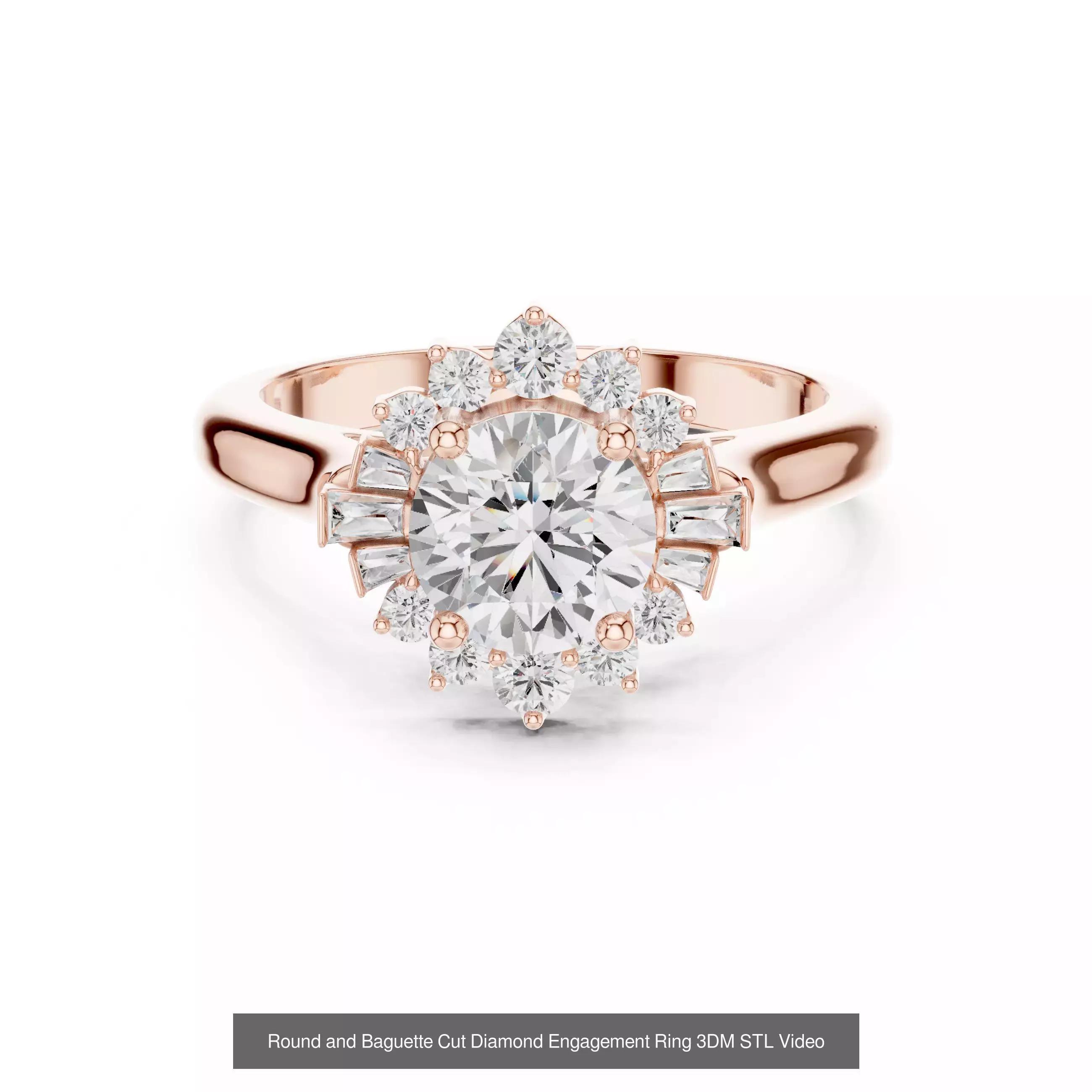 411 Round Cut Diamond Rings 3DM STL FBX OBJ 3 Color Render Video 3D Model Collection_140