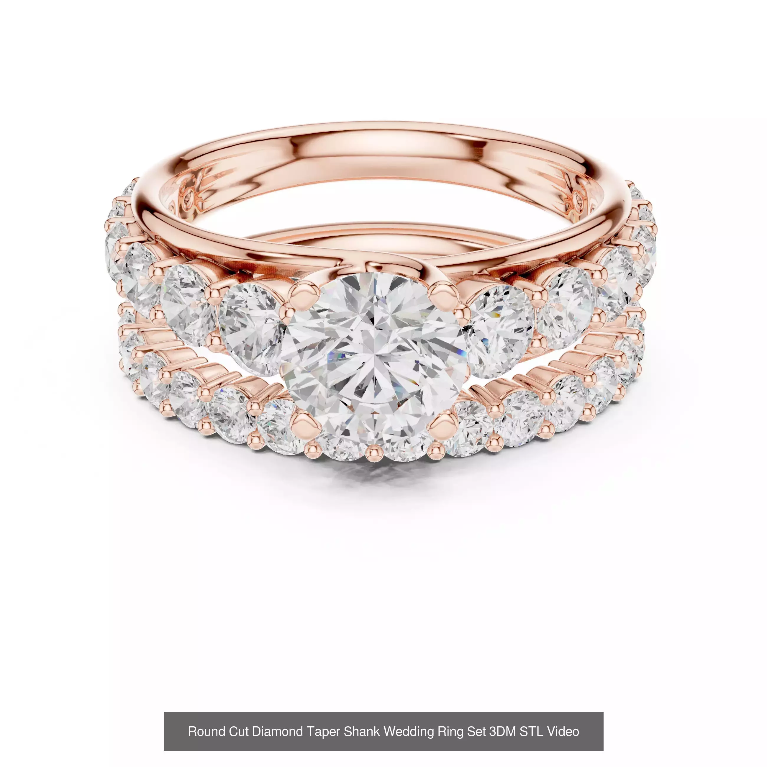 411 Round Cut Diamond Rings 3DM STL FBX OBJ 3 Color Render Video 3D Model Collection_131