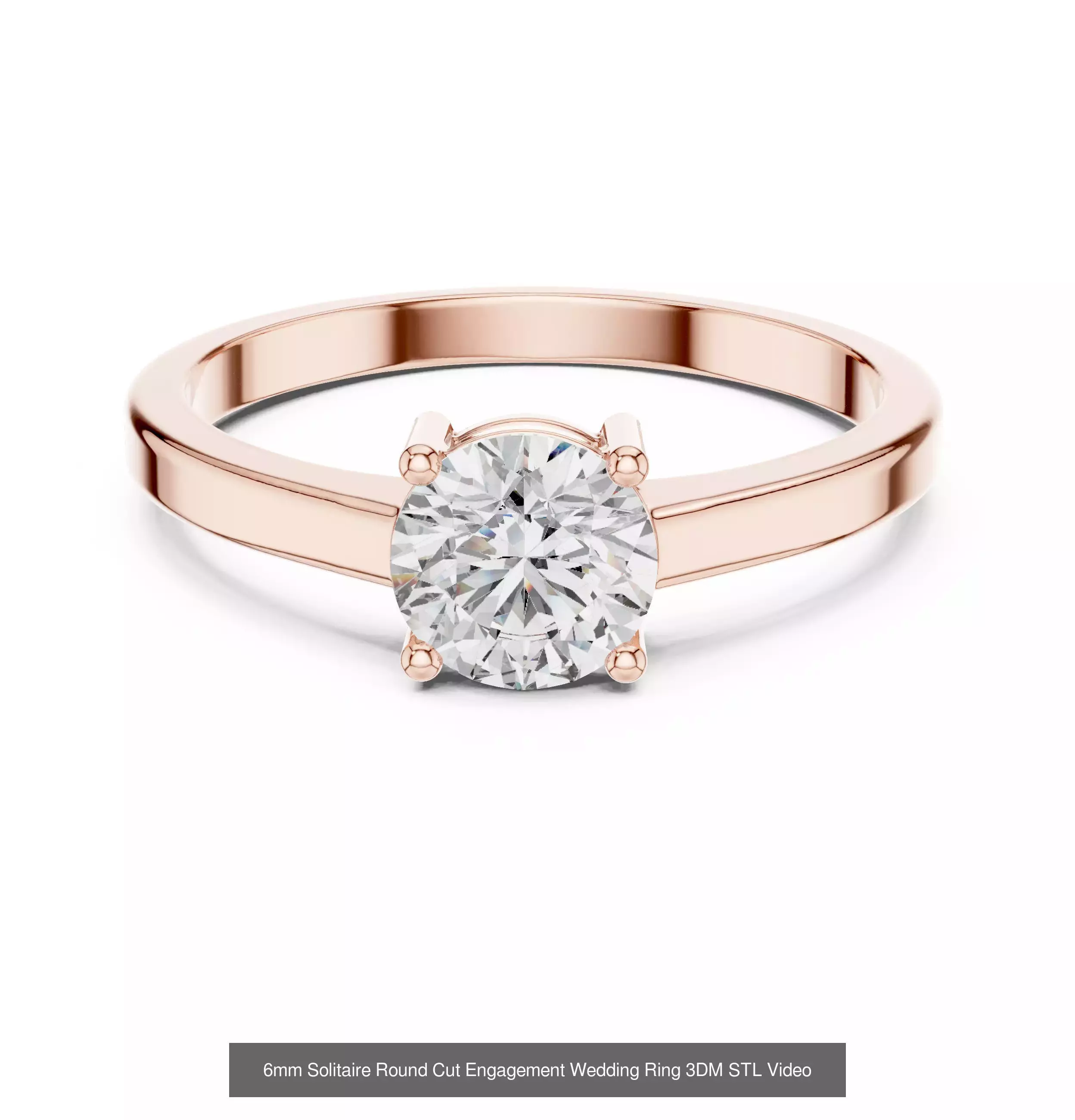 411 Round Cut Diamond Rings 3DM STL FBX OBJ 3 Color Render Video 3D Model Collection_90