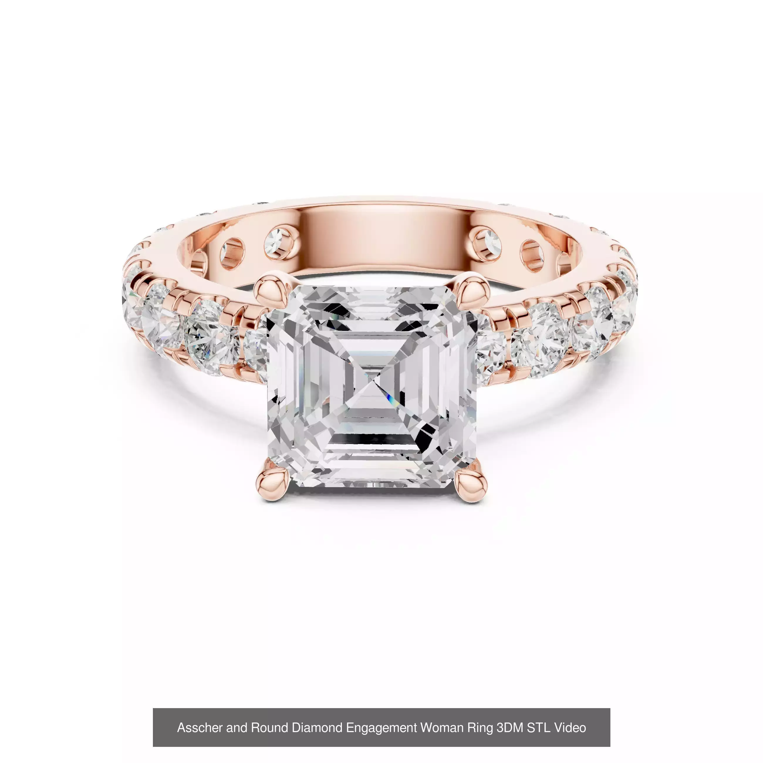 411 Round Cut Diamond Rings 3DM STL FBX OBJ 3 Color Render Video 3D Model Collection_68