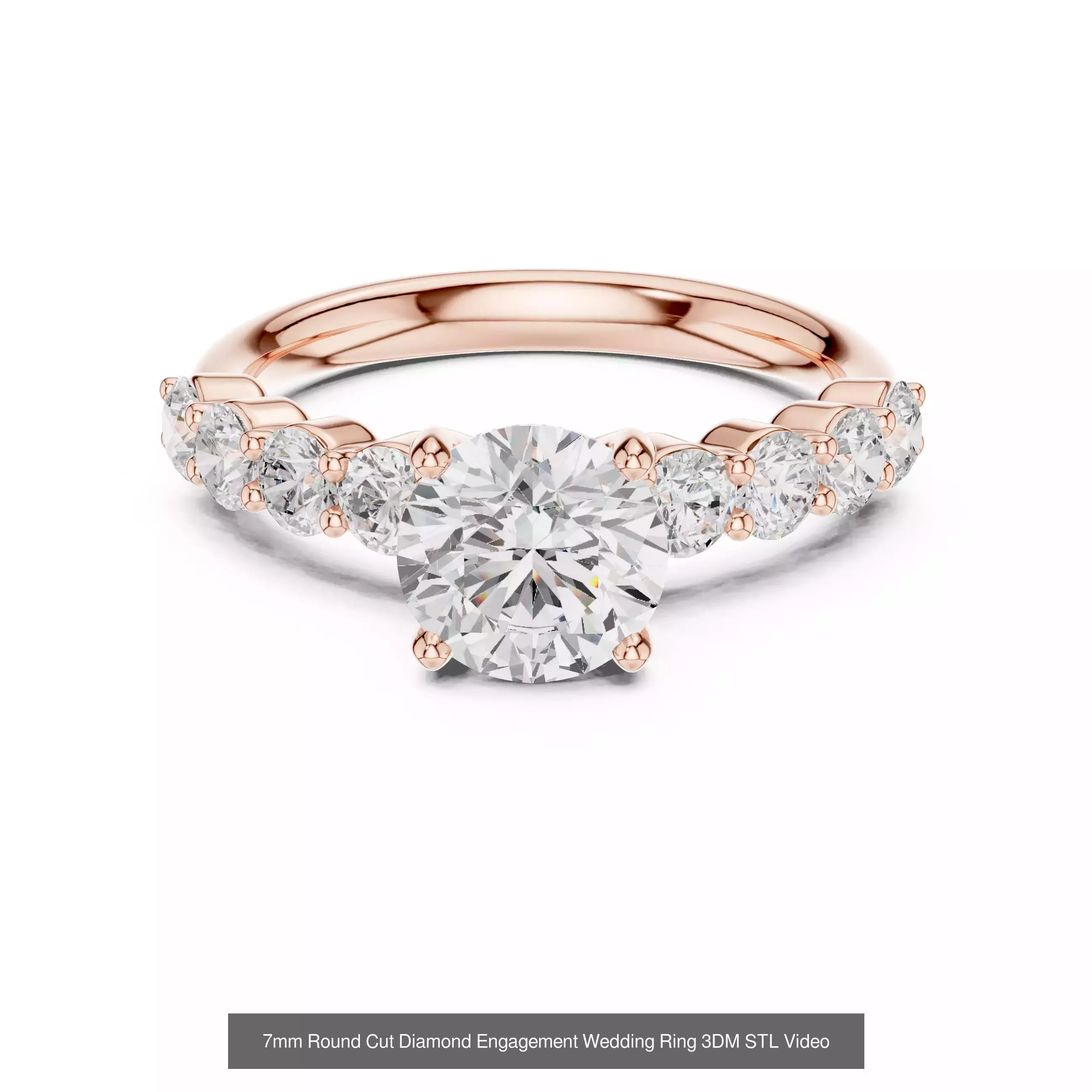 411 Round Cut Diamond Rings 3DM STL FBX OBJ 3 Color Render Video 3D Model Collection_224