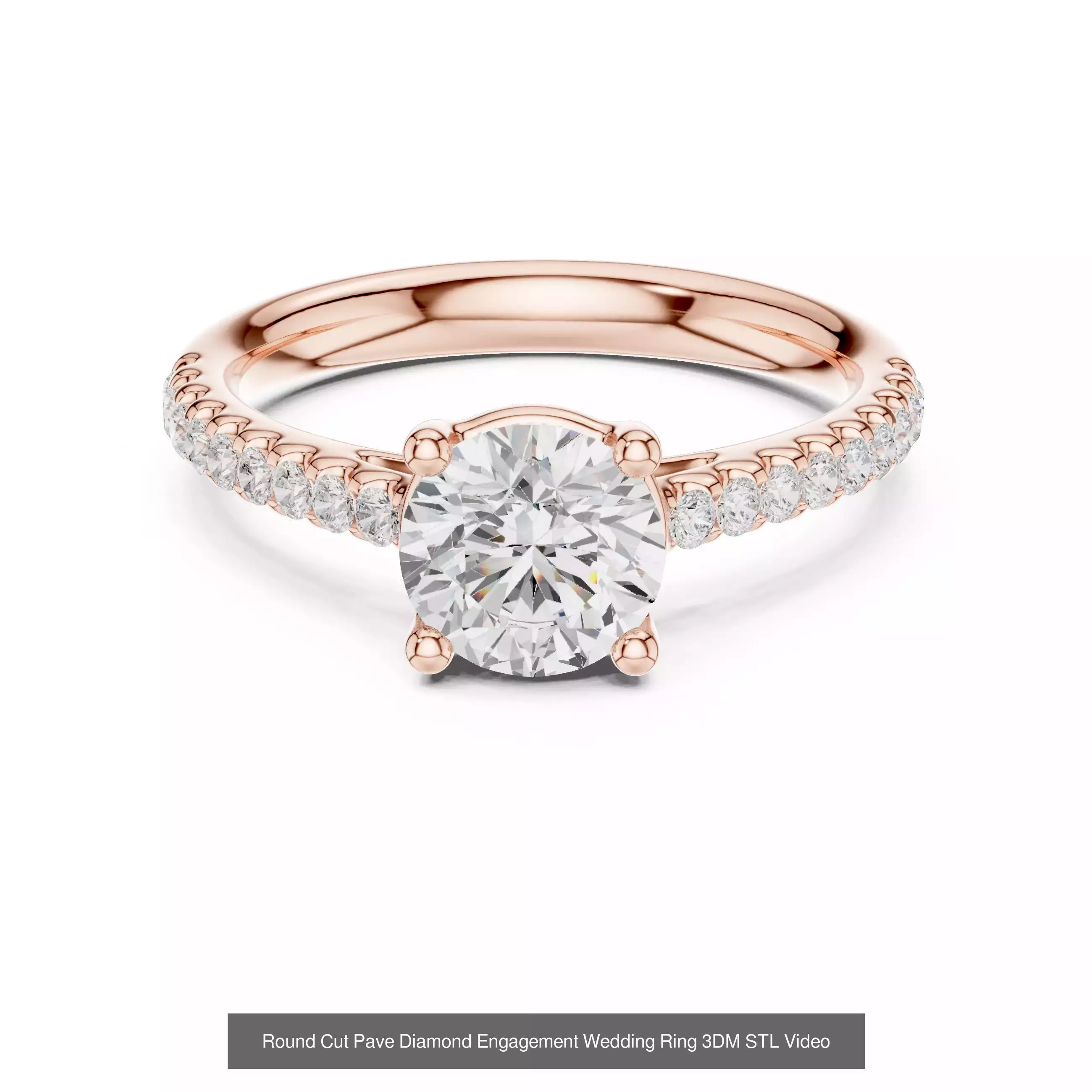 411 Round Cut Diamond Rings 3DM STL FBX OBJ 3 Color Render Video 3D Model Collection_214