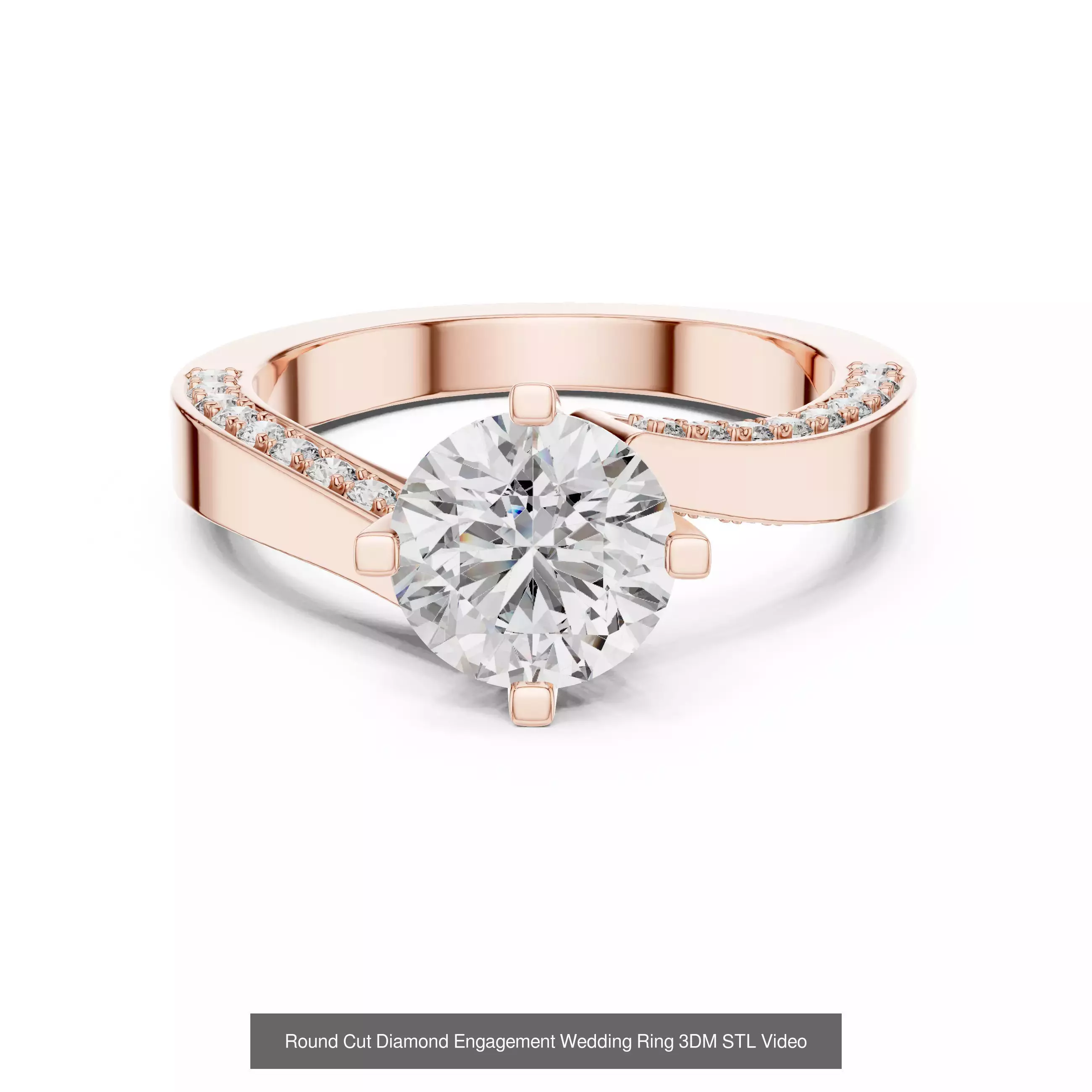 411 Round Cut Diamond Rings 3DM STL FBX OBJ 3 Color Render Video 3D Model Collection_58