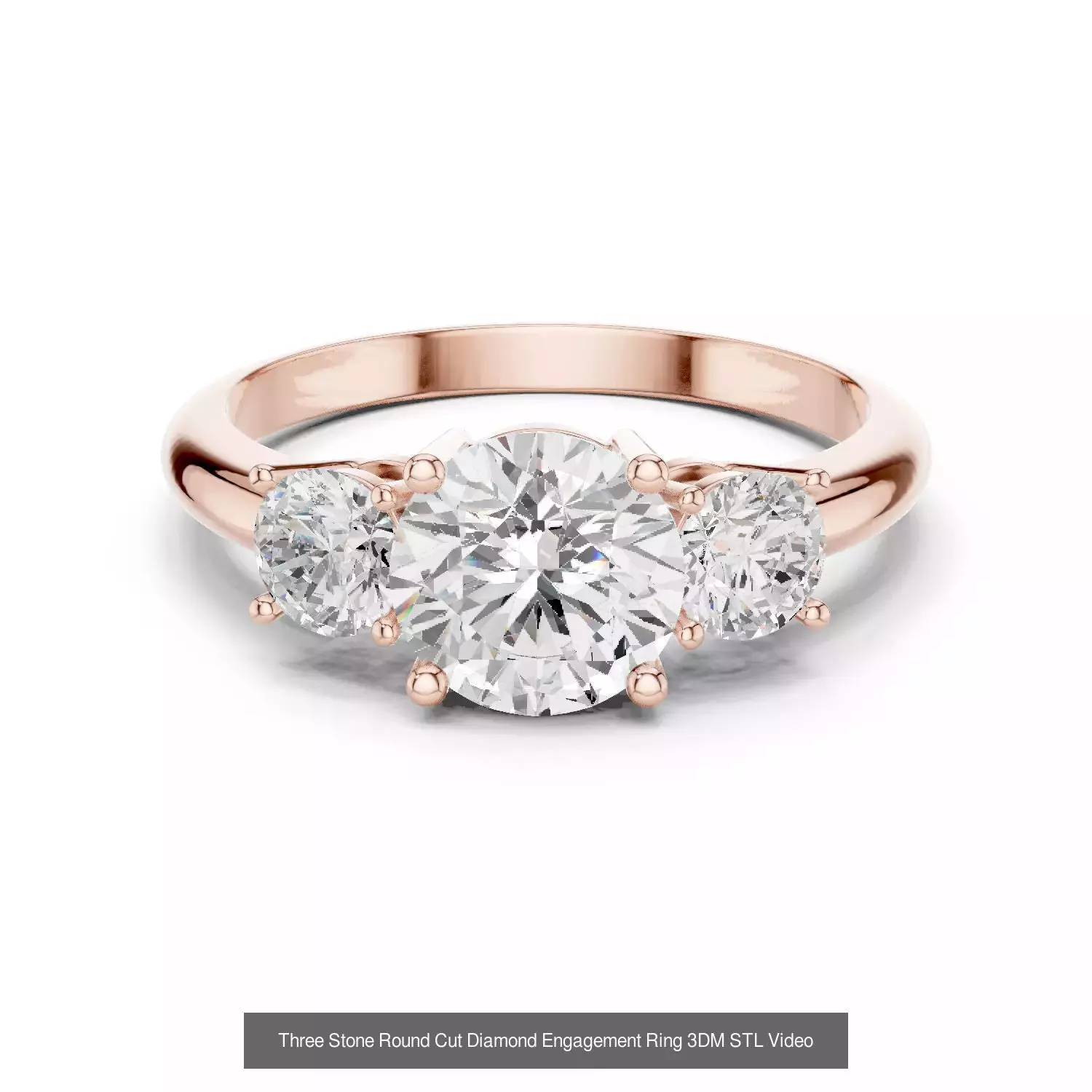 411 Round Cut Diamond Rings 3DM STL FBX OBJ 3 Color Render Video 3D Model Collection_40