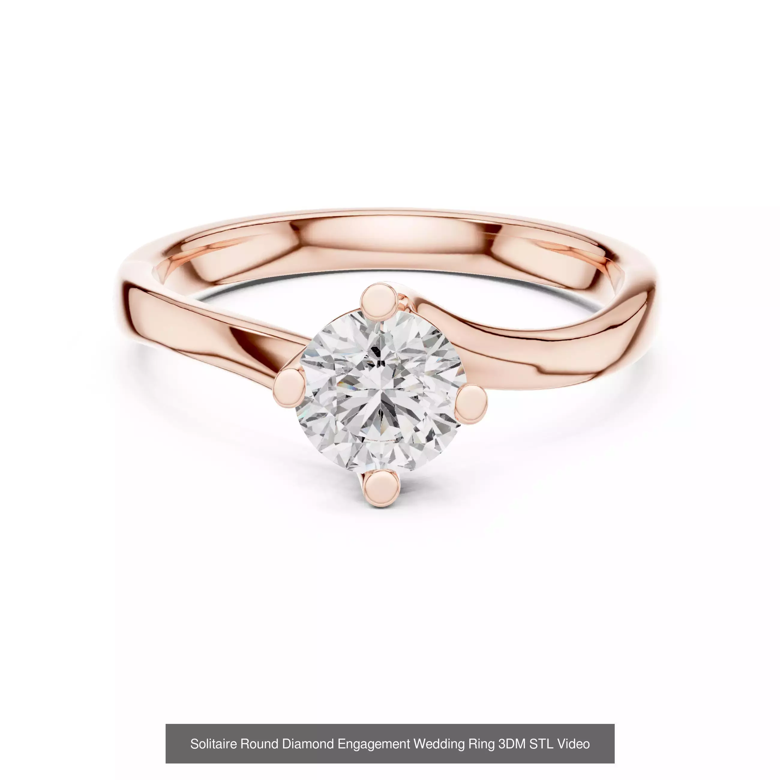 411 Round Cut Diamond Rings 3DM STL FBX OBJ 3 Color Render Video 3D Model Collection_103