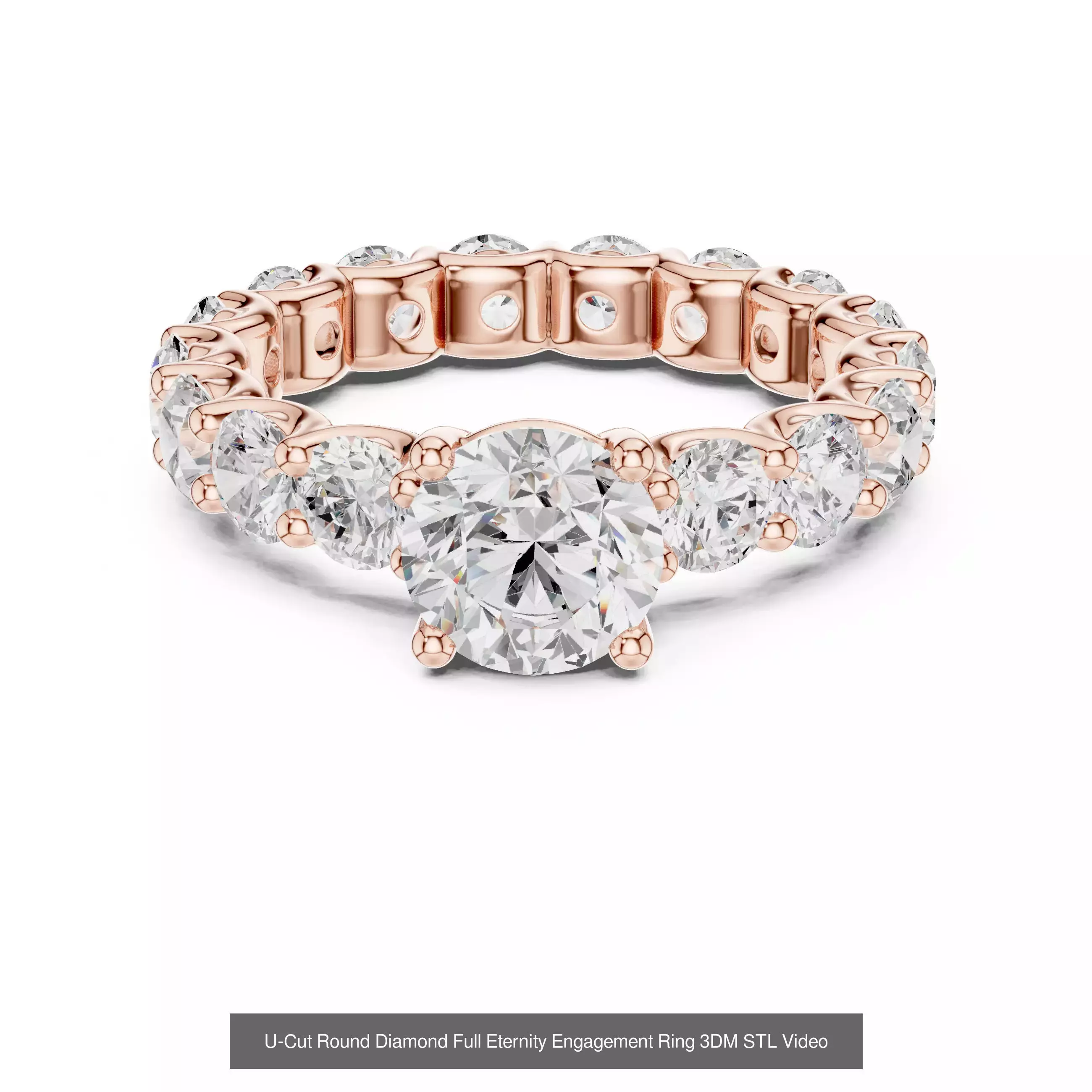 411 Round Cut Diamond Rings 3DM STL FBX OBJ 3 Color Render Video 3D Model Collection_79