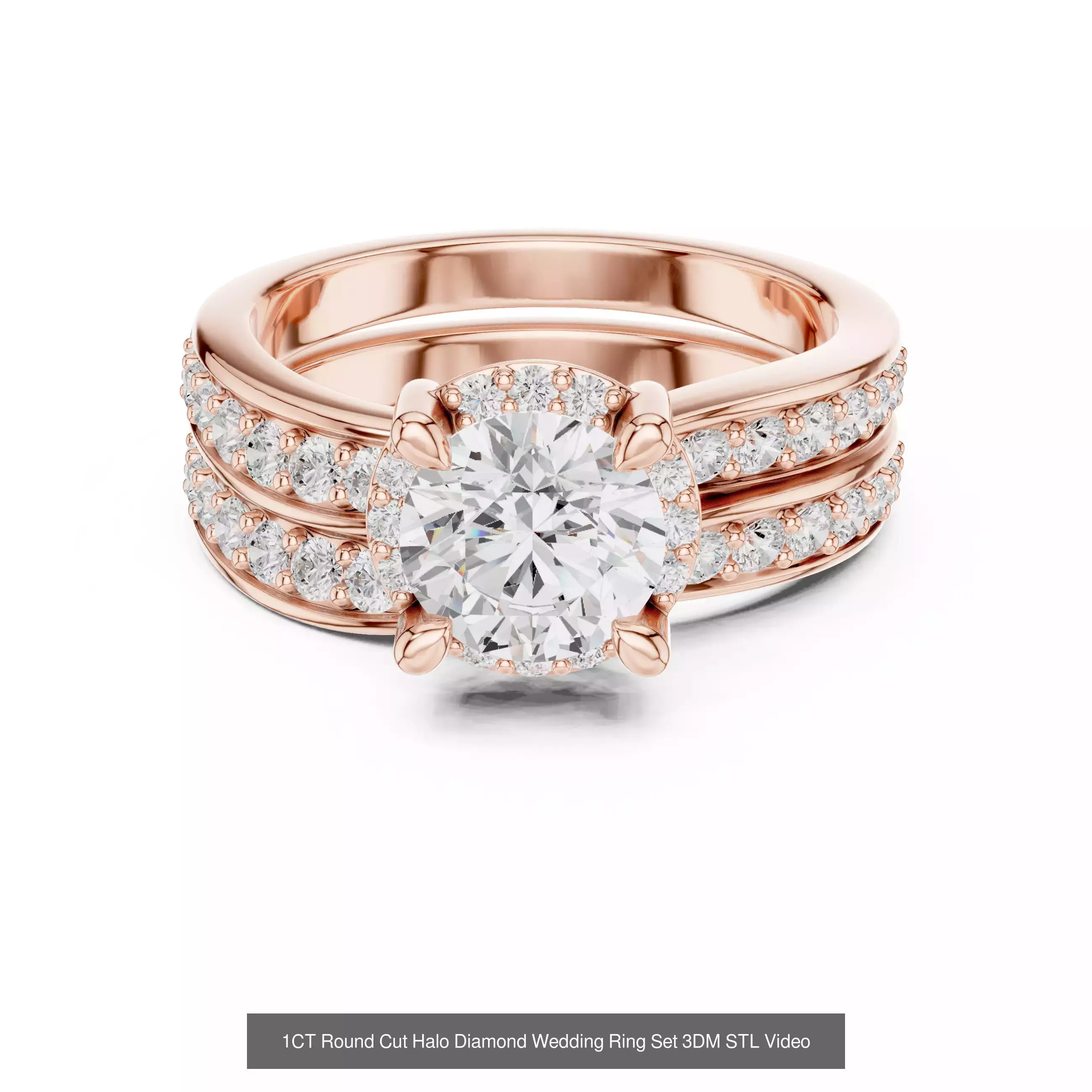 411 Round Cut Diamond Rings 3DM STL FBX OBJ 3 Color Render Video 3D Model Collection_130