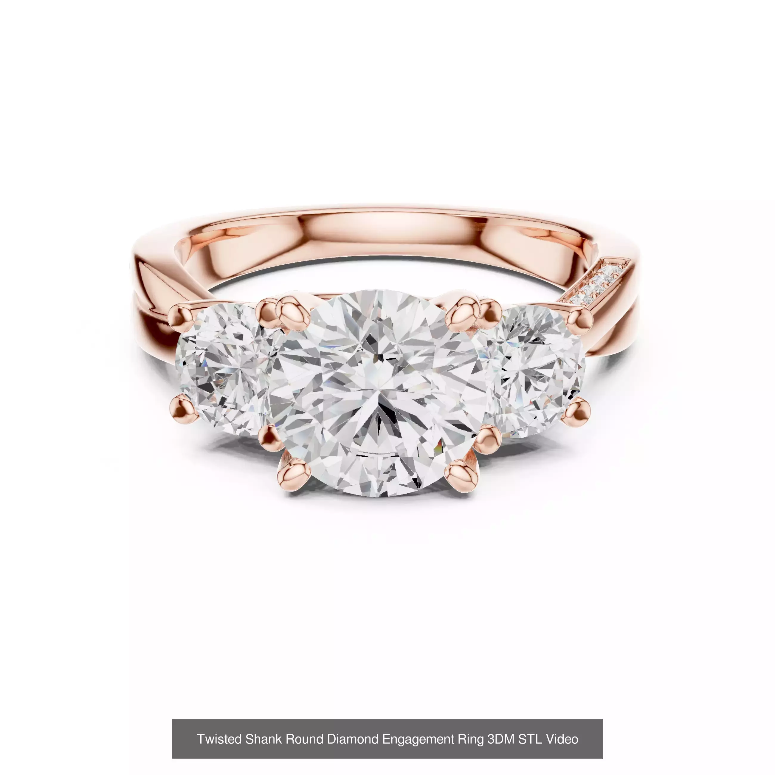 411 Round Cut Diamond Rings 3DM STL FBX OBJ 3 Color Render Video 3D Model Collection_123