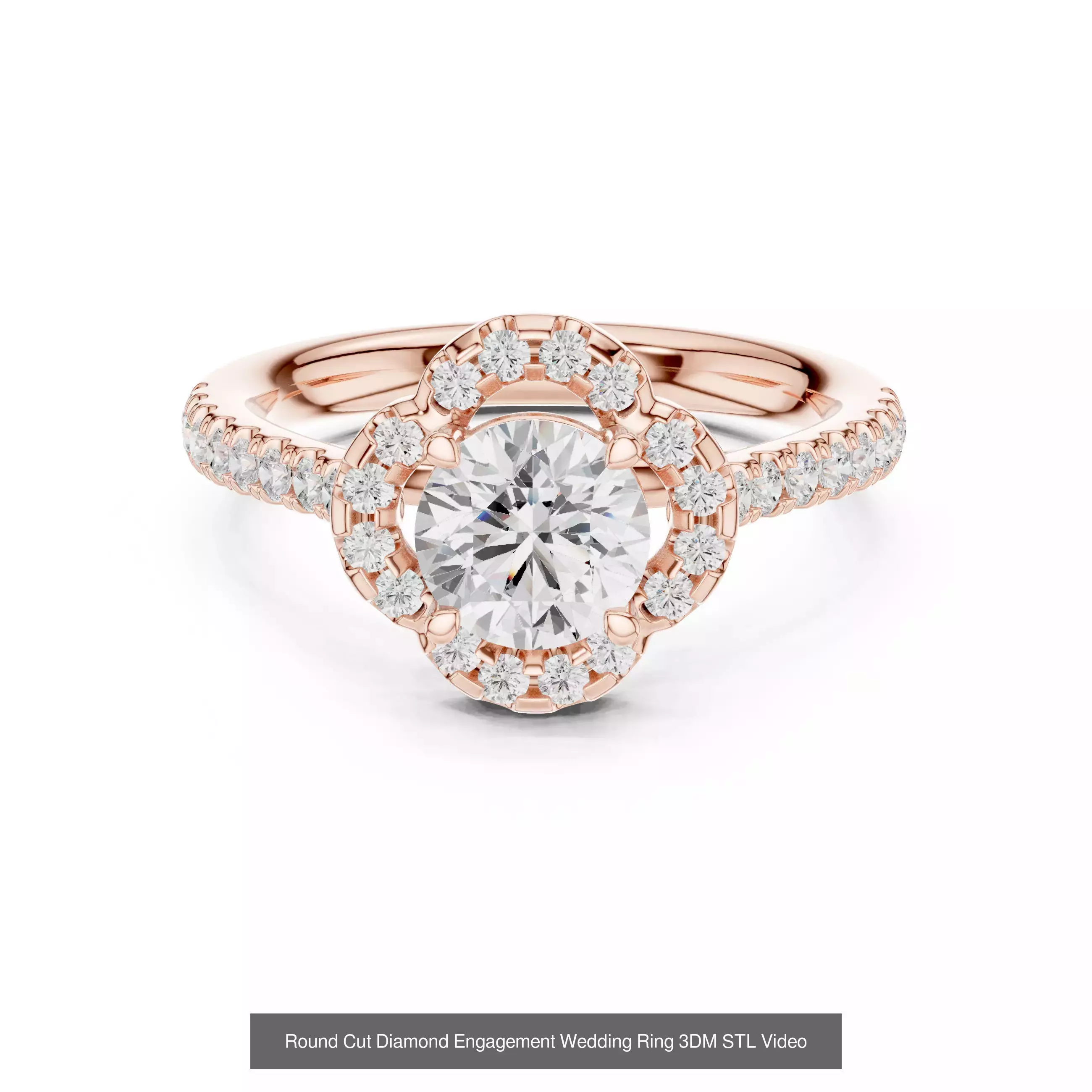 411 Round Cut Diamond Rings 3DM STL FBX OBJ 3 Color Render Video 3D Model Collection_83