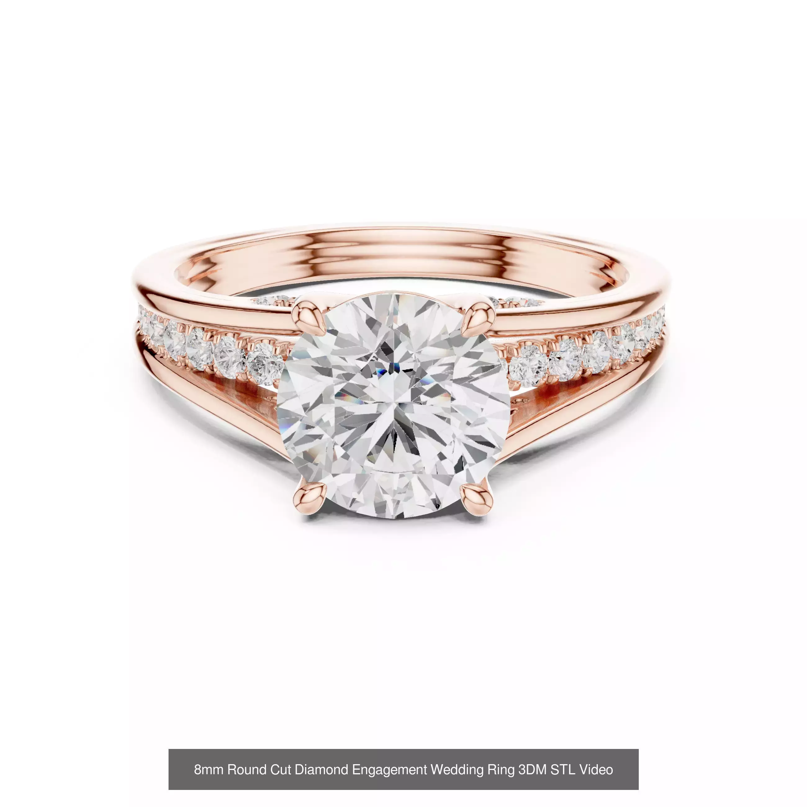 411 Round Cut Diamond Rings 3DM STL FBX OBJ 3 Color Render Video 3D Model Collection_236