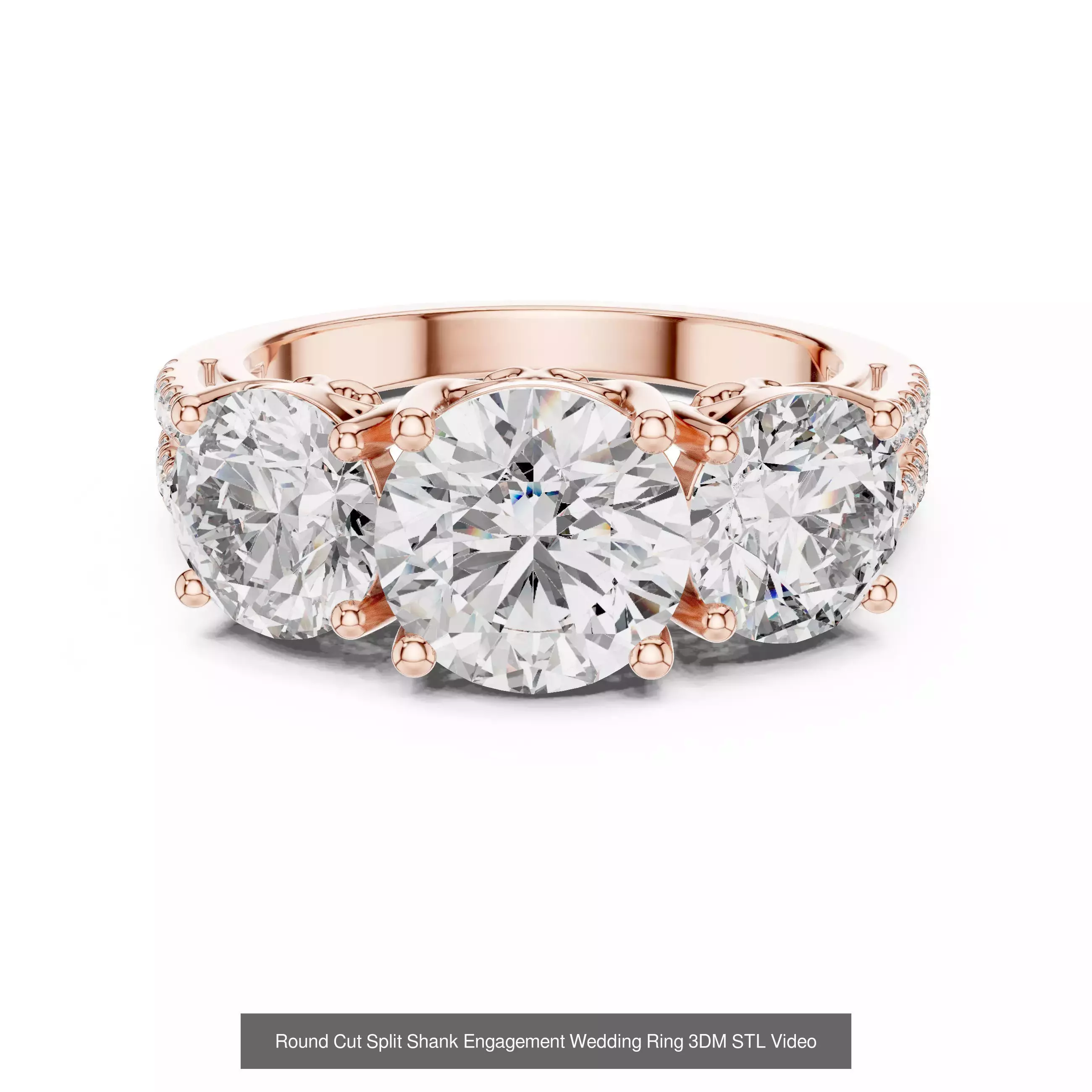 411 Round Cut Diamond Rings 3DM STL FBX OBJ 3 Color Render Video 3D Model Collection_112